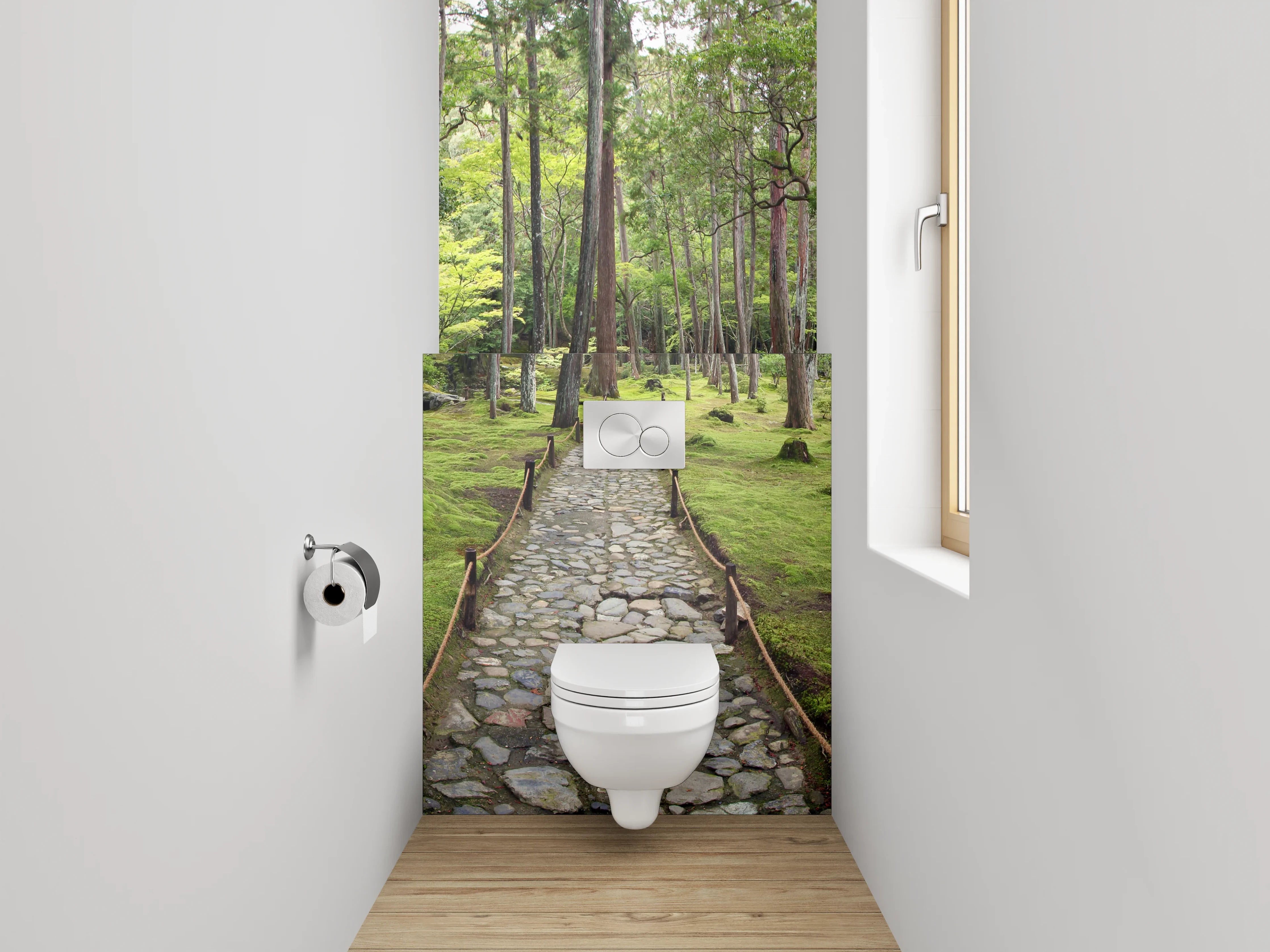 WC-Rückwand - Japanischer Zen-Garten Waldweg Panorama