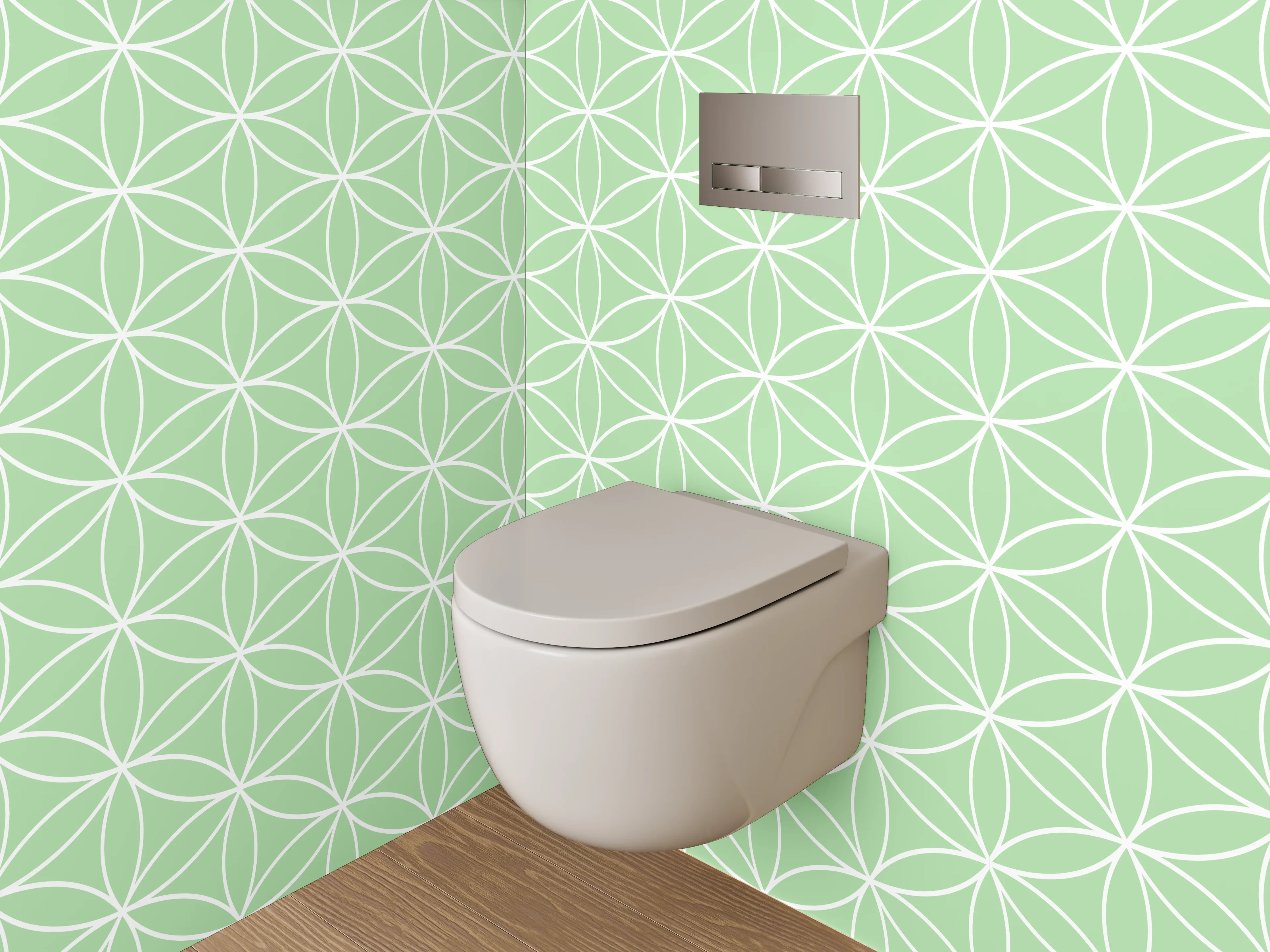 WC-Rückwand - Japanisches Asanoha-Muster Grün Weiß