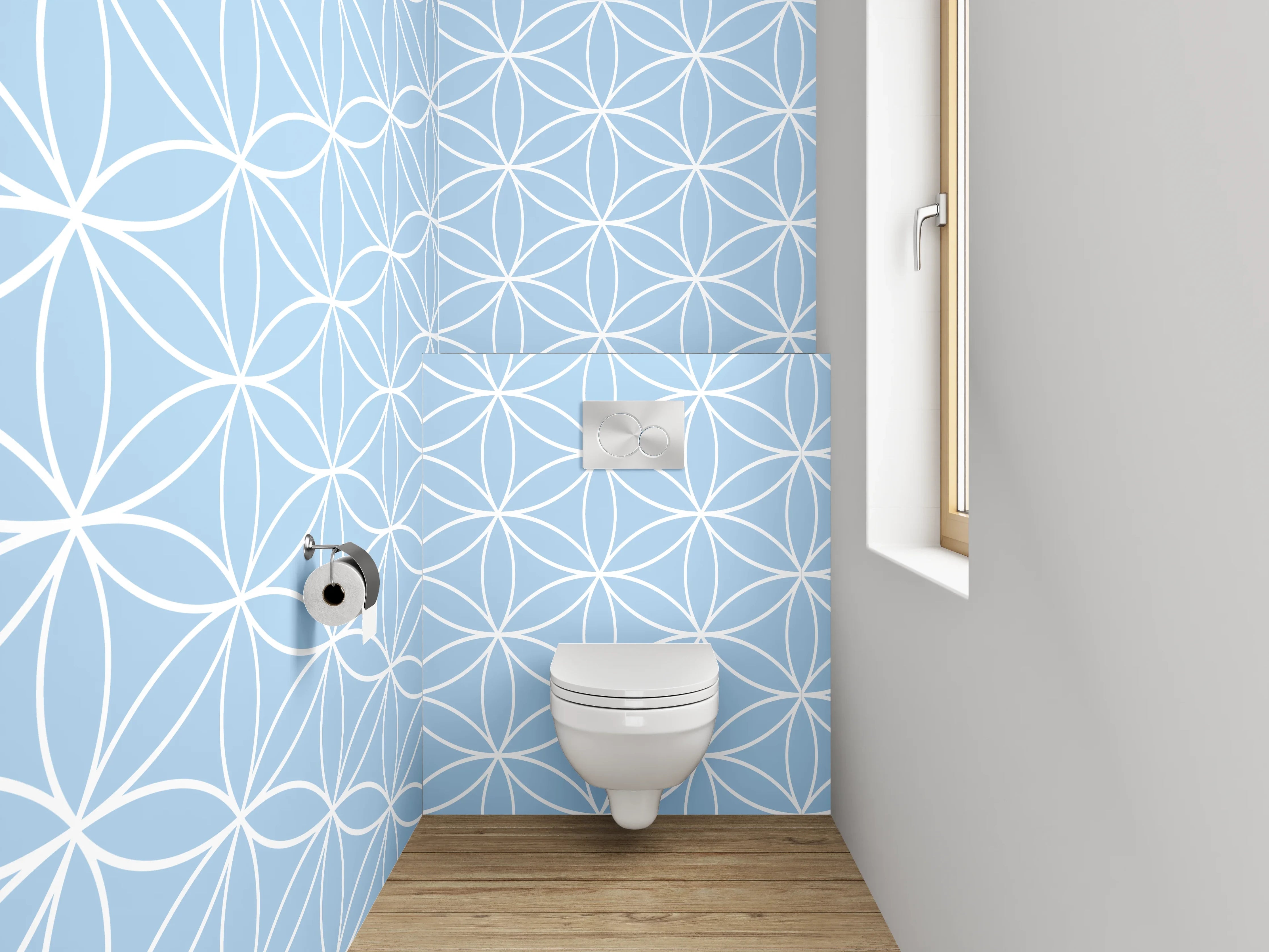 WC-Rückwand - Japanisches Asanoha Muster Hellblau