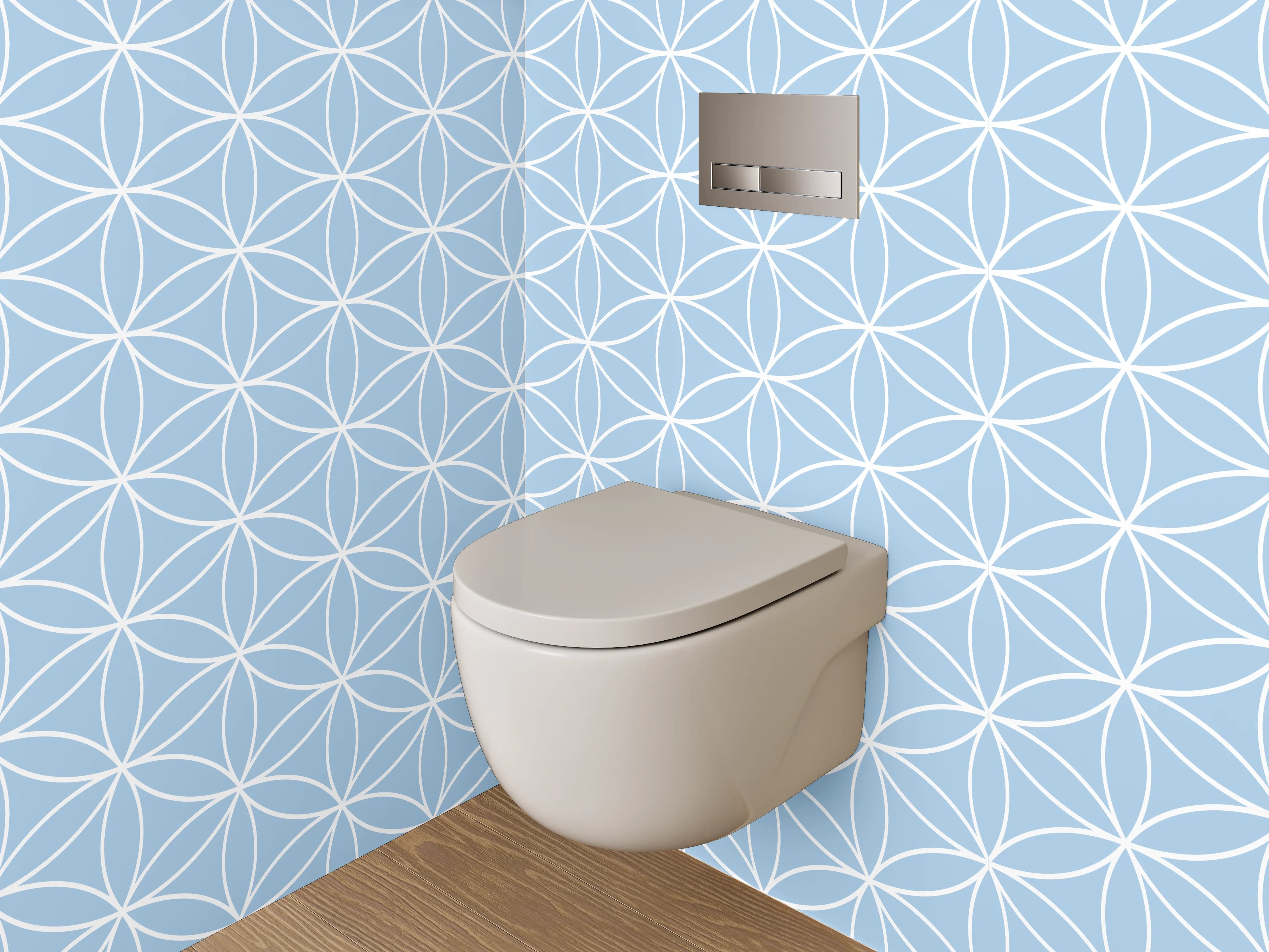 WC-Rückwand - Japanisches Asanoha Muster Hellblau