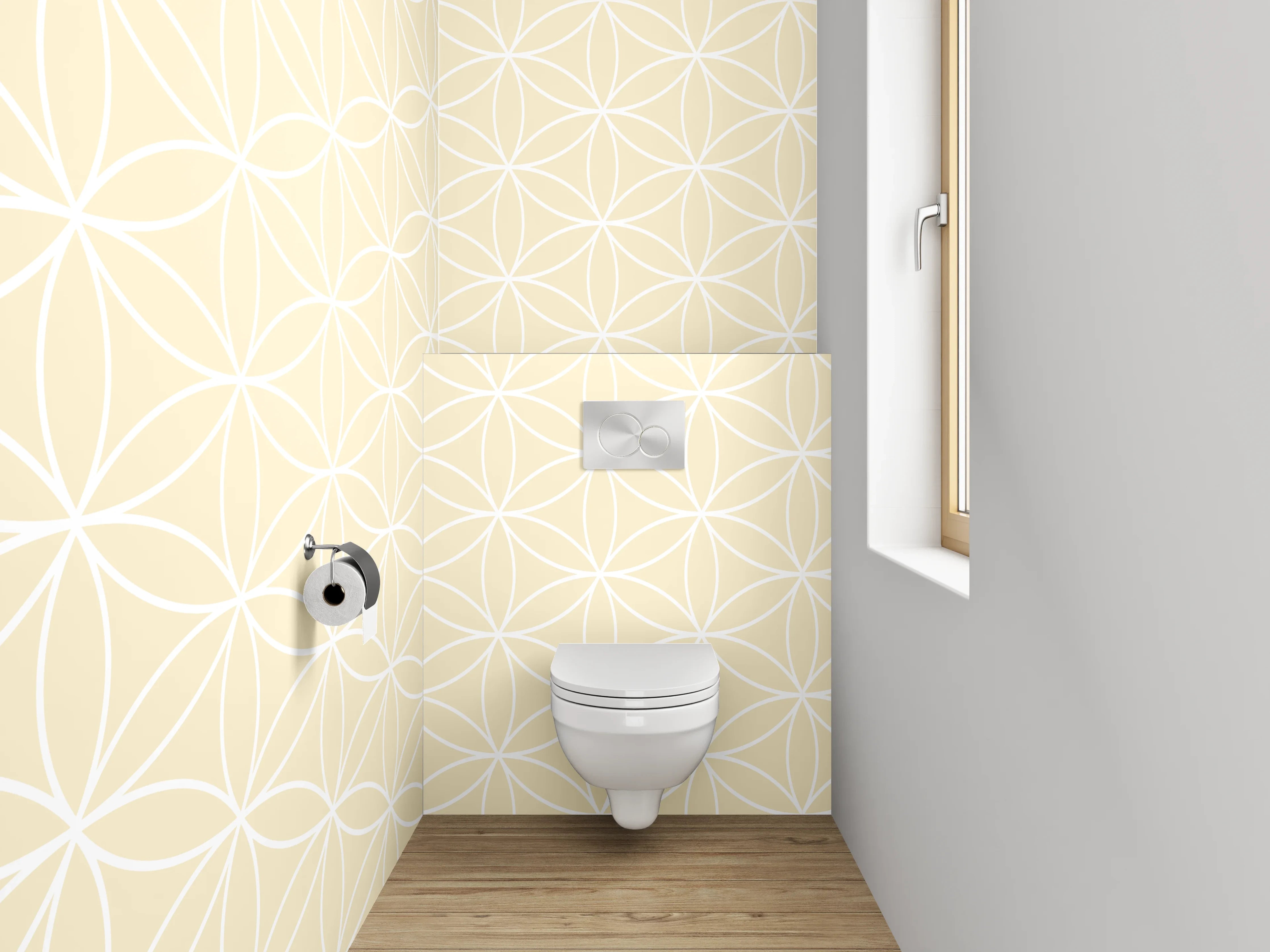 WC-Rückwand - Japanisches Wellenmuster Beige
