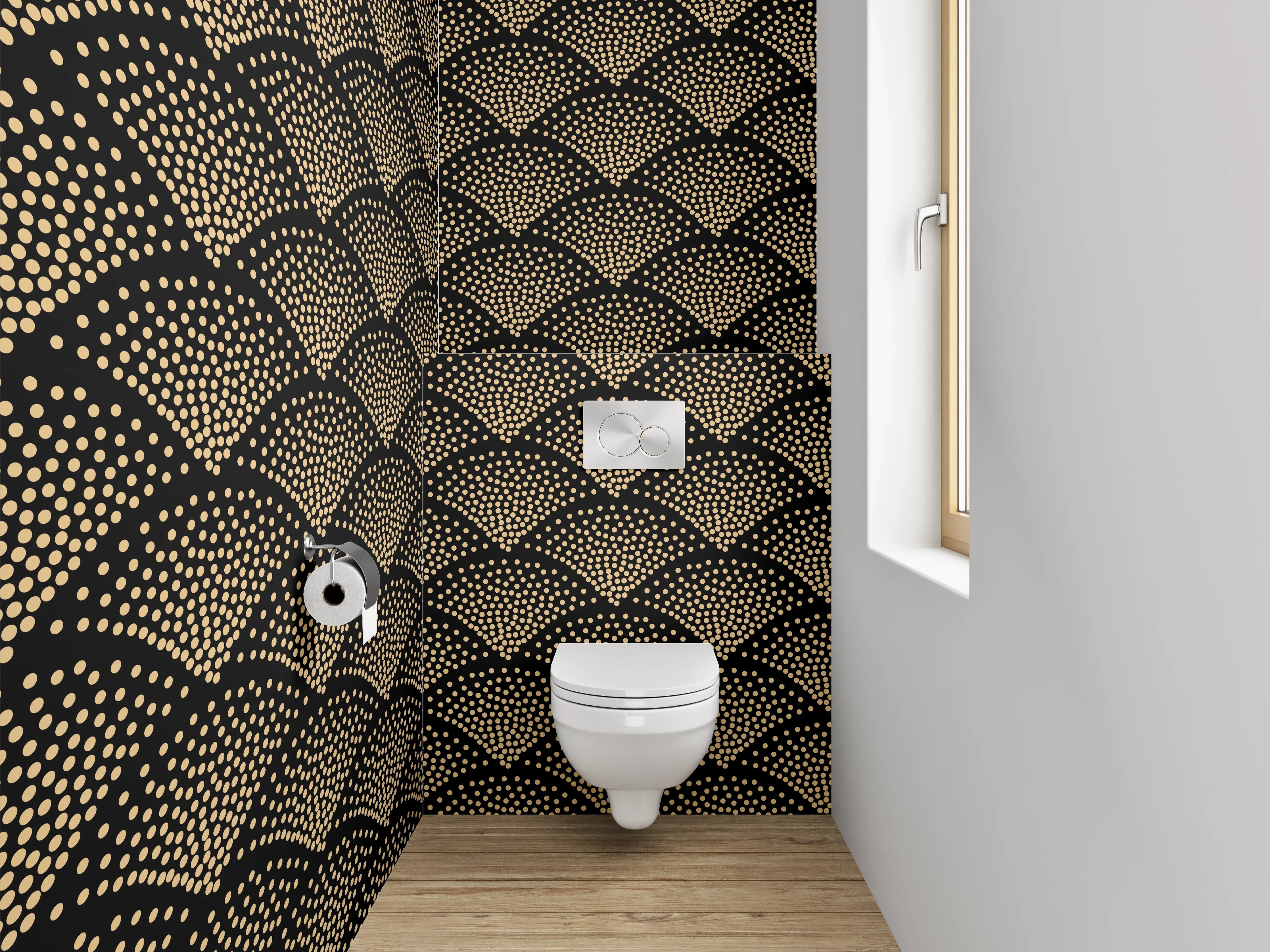 WC-Rückwand - Japanisches Wellenmuster Retro-Optik