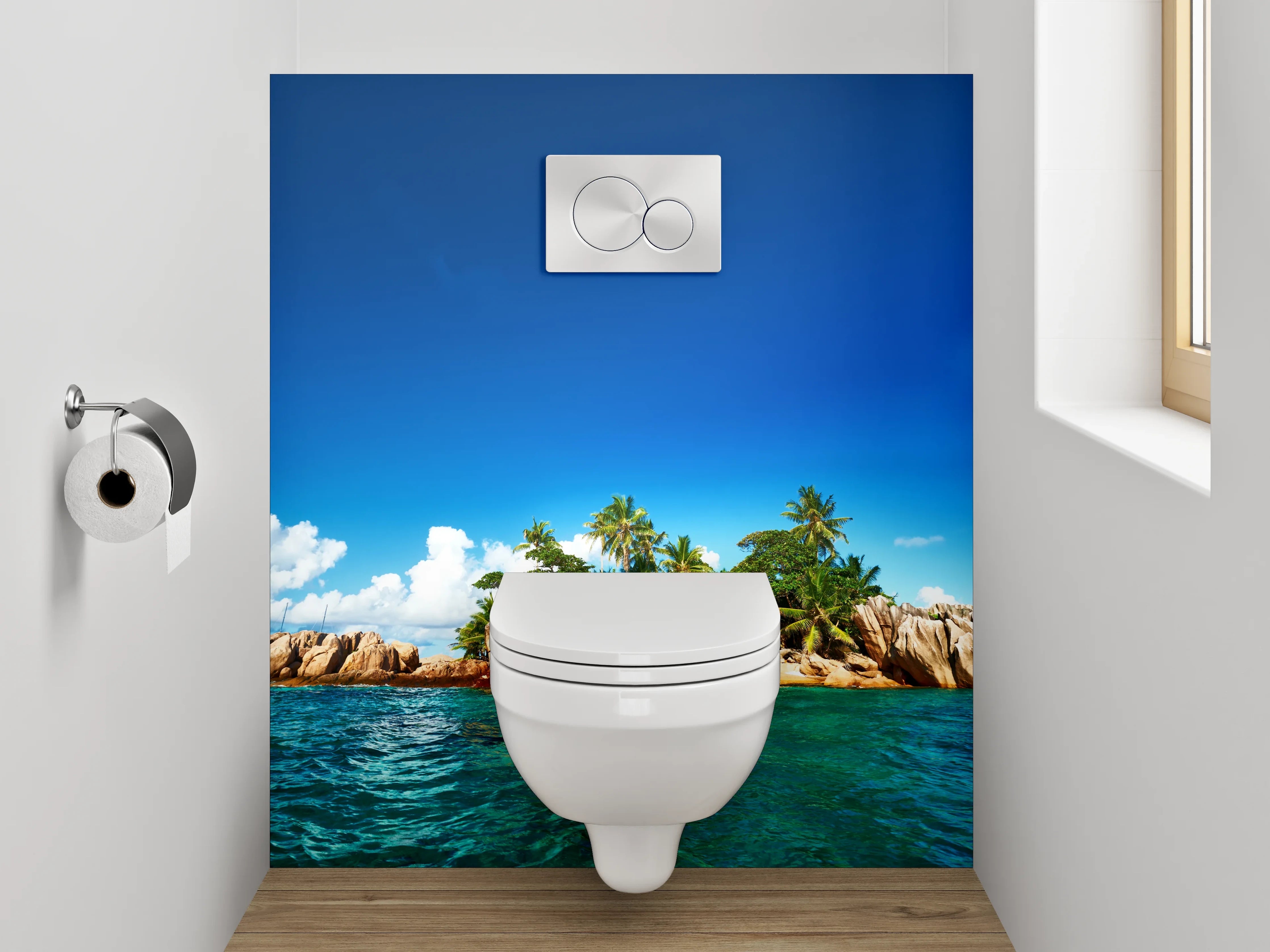 WC-Rückwand - Karibik Insel Paradies – Palmen & Meer