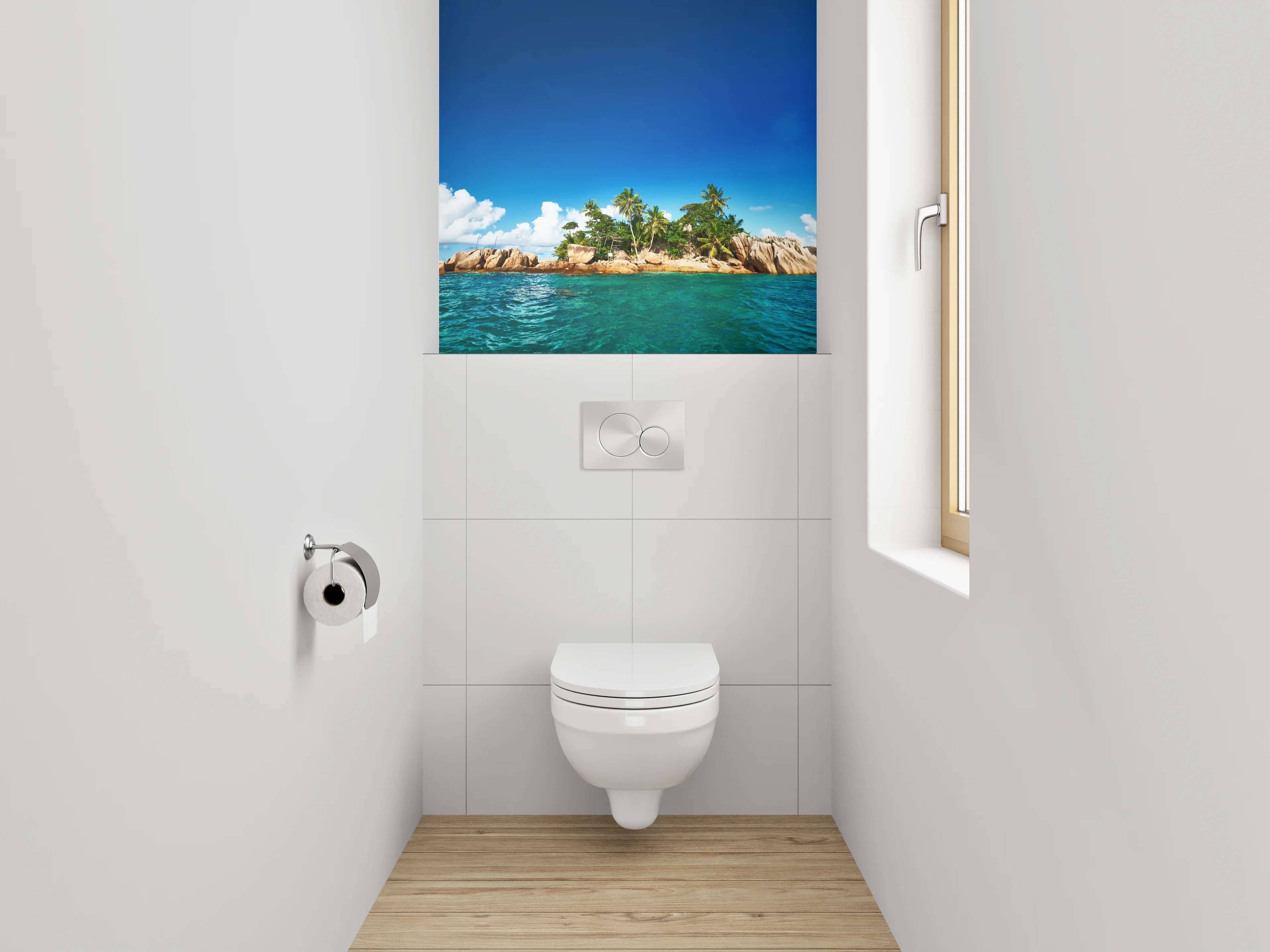 WC-Rückwand - Karibik Insel Paradies – Palmen & Meer
