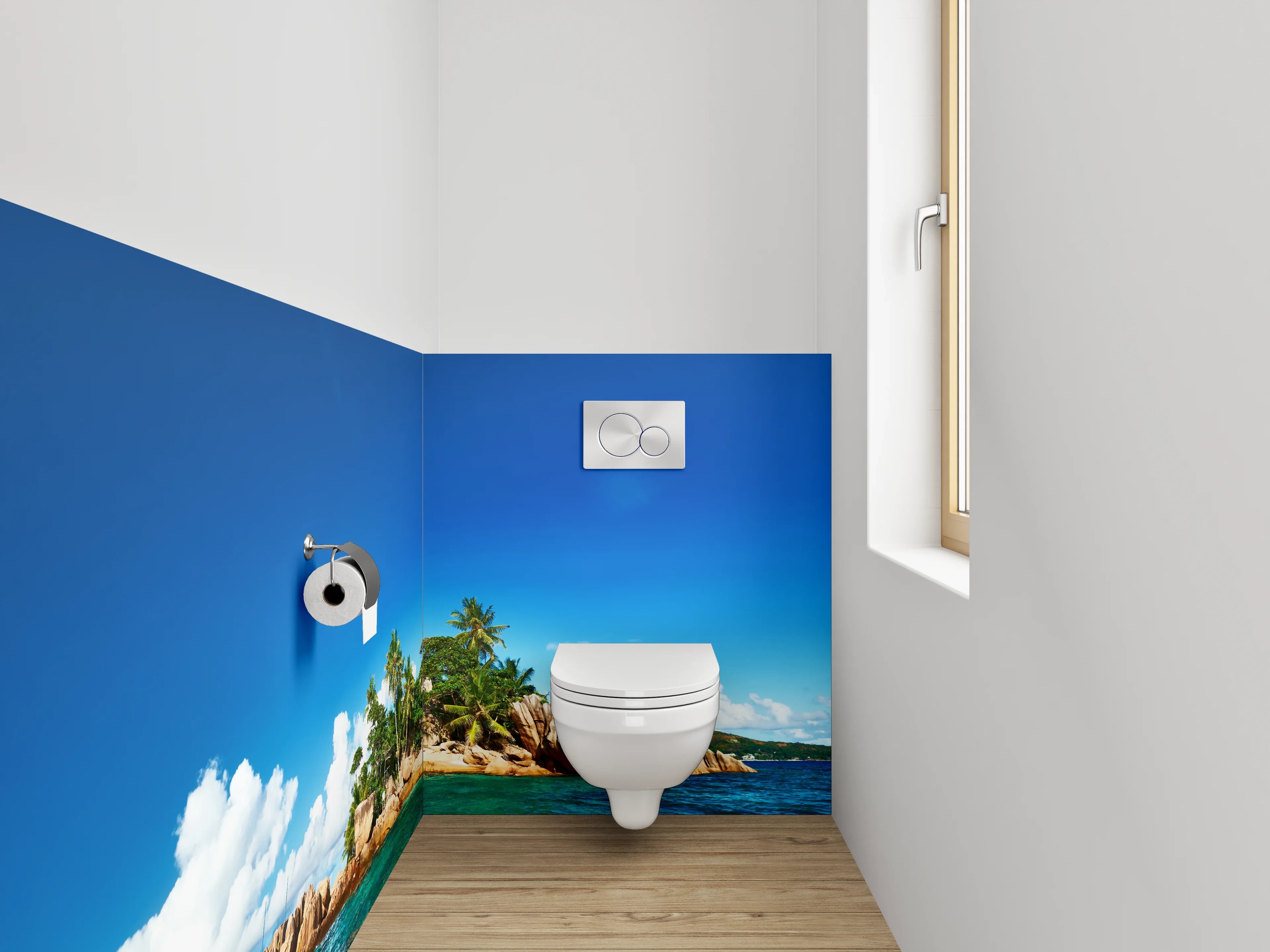 WC-Rückwand - Karibik Insel Paradies – Palmen & Meer