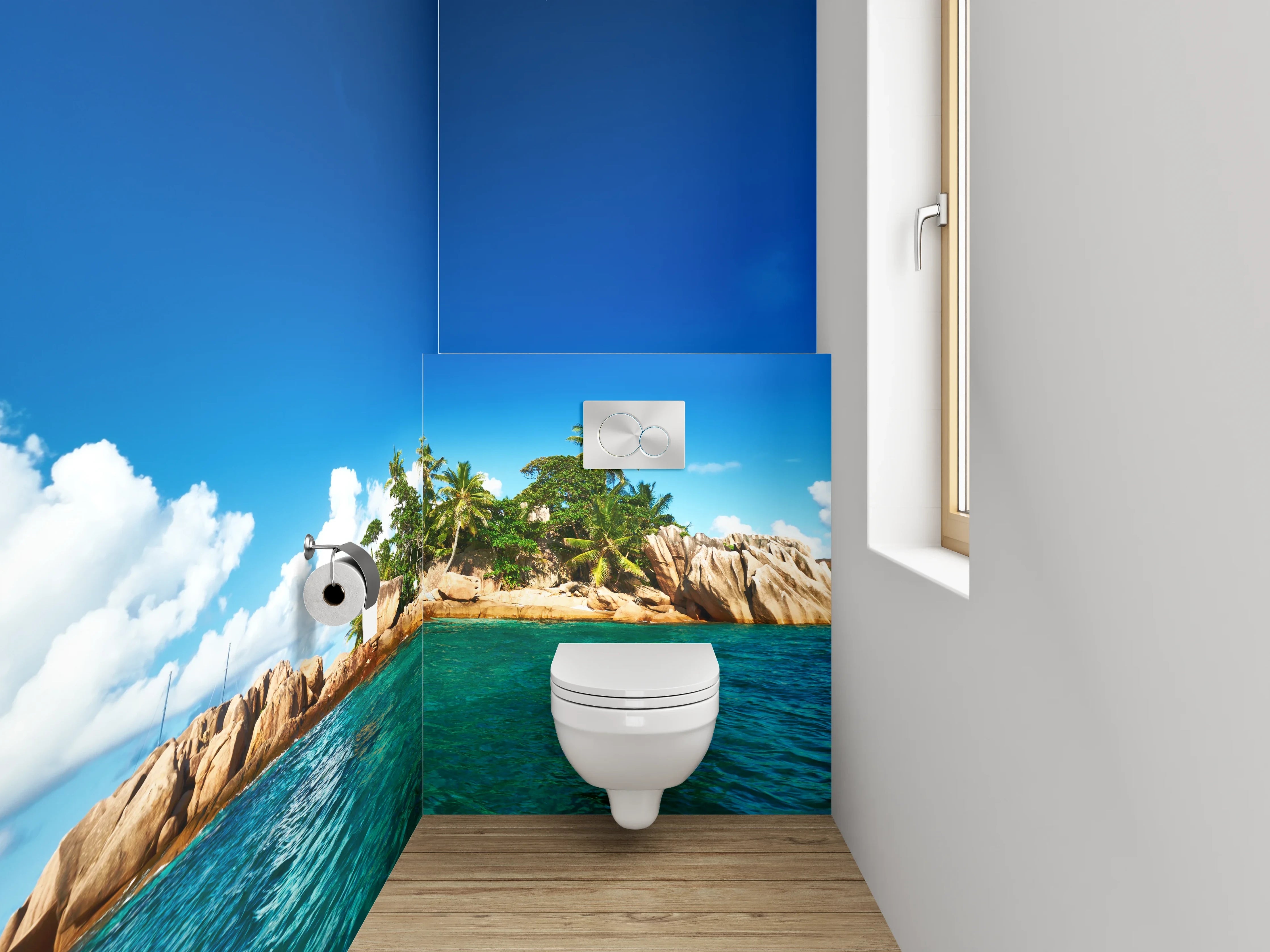 WC-Rückwand - Karibik Insel Paradies – Palmen & Meer