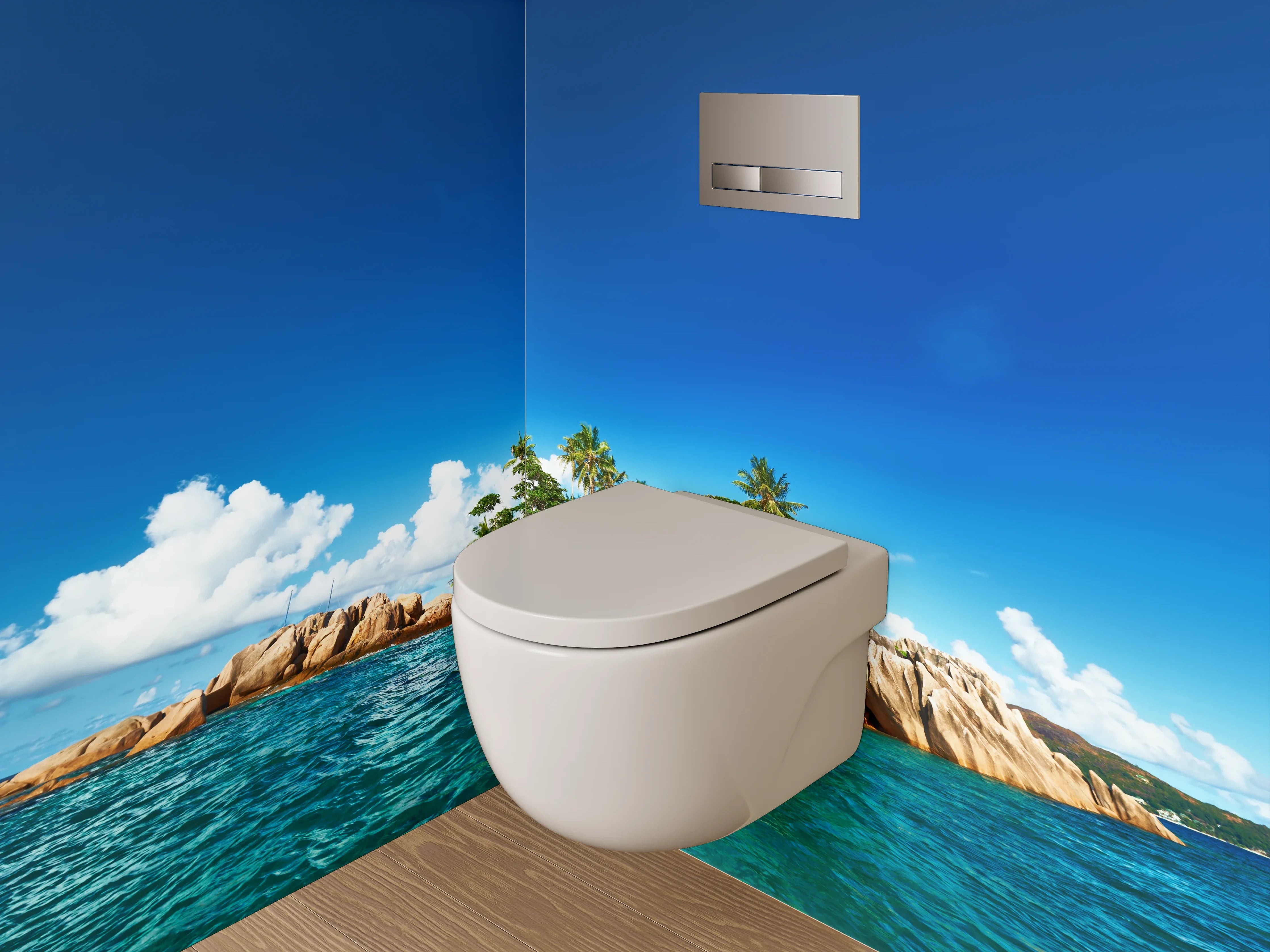 WC-Rückwand - Karibik Insel Paradies – Palmen & Meer