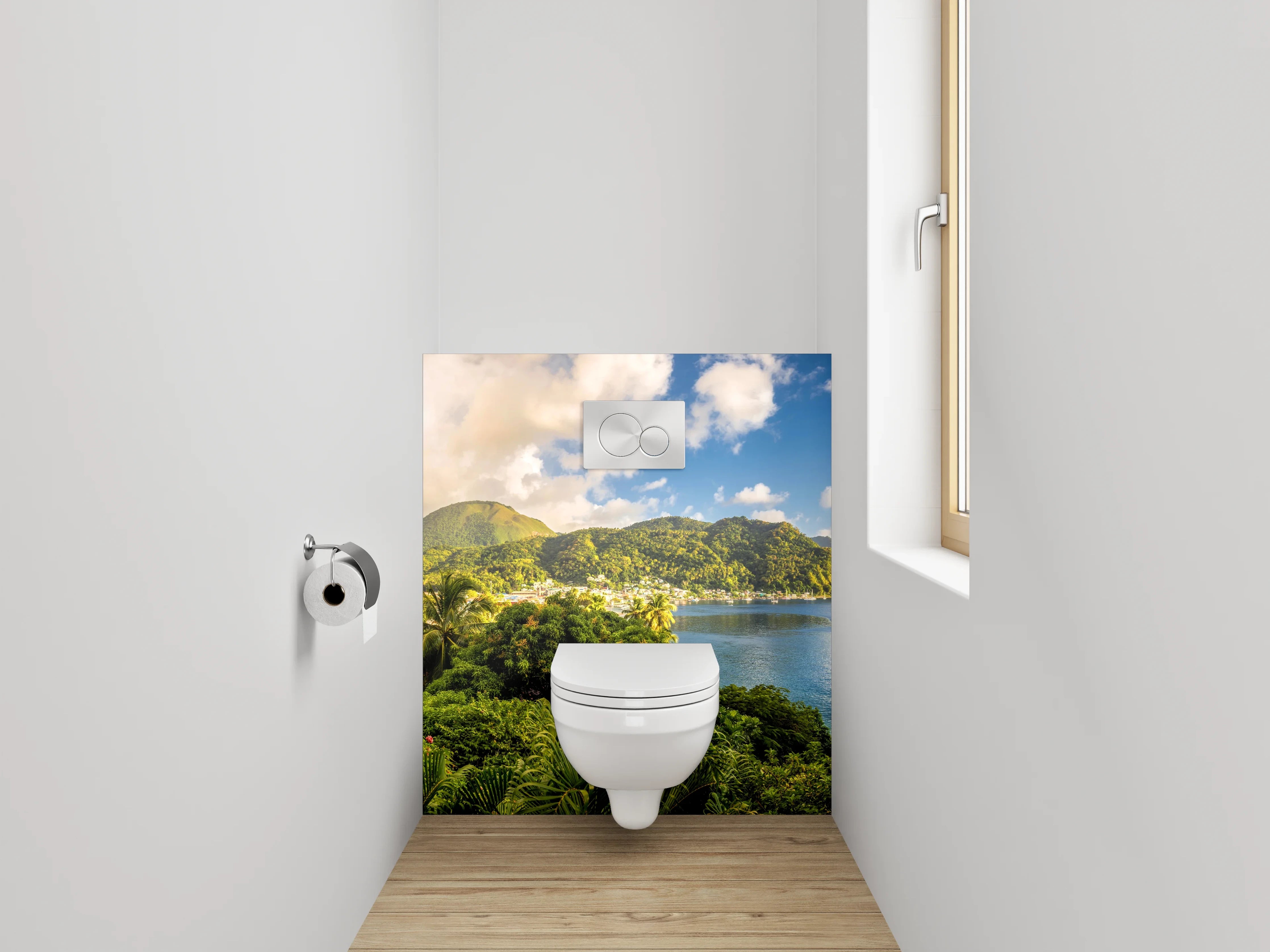 WC-Rückwand - Karibik Panorama mit Bergen