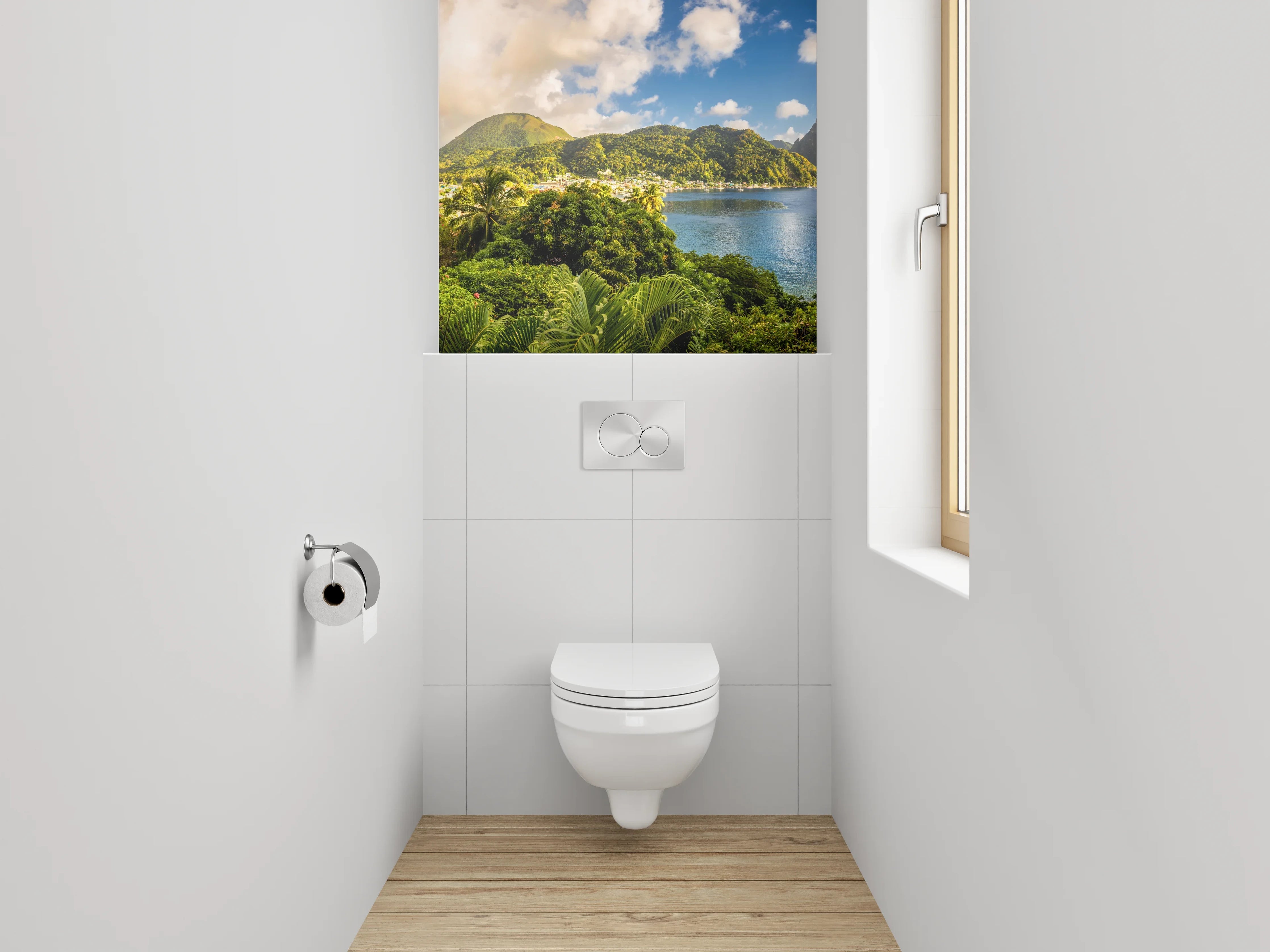 WC-Rückwand - Karibik Panorama mit Bergen