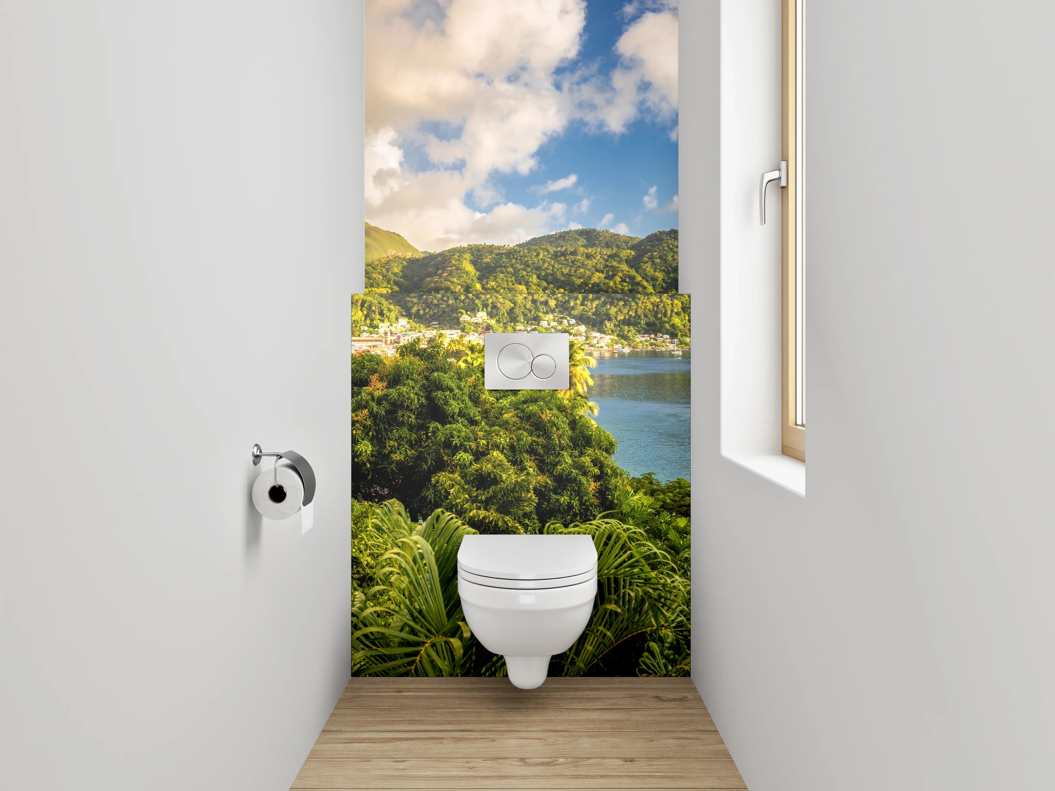 WC-Rückwand - Karibik Panorama mit Bergen