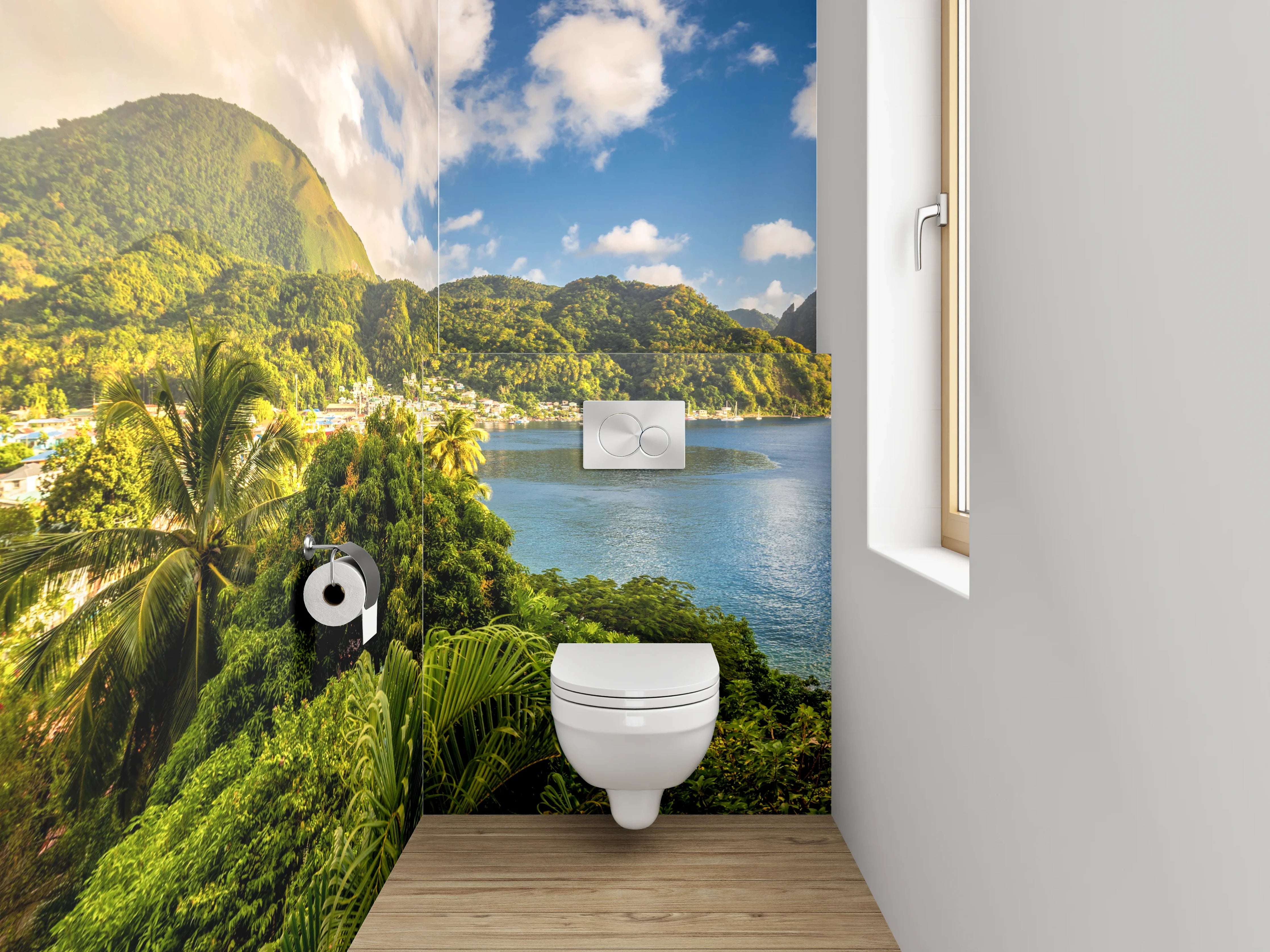 WC-Rückwand - Karibik Panorama mit Bergen