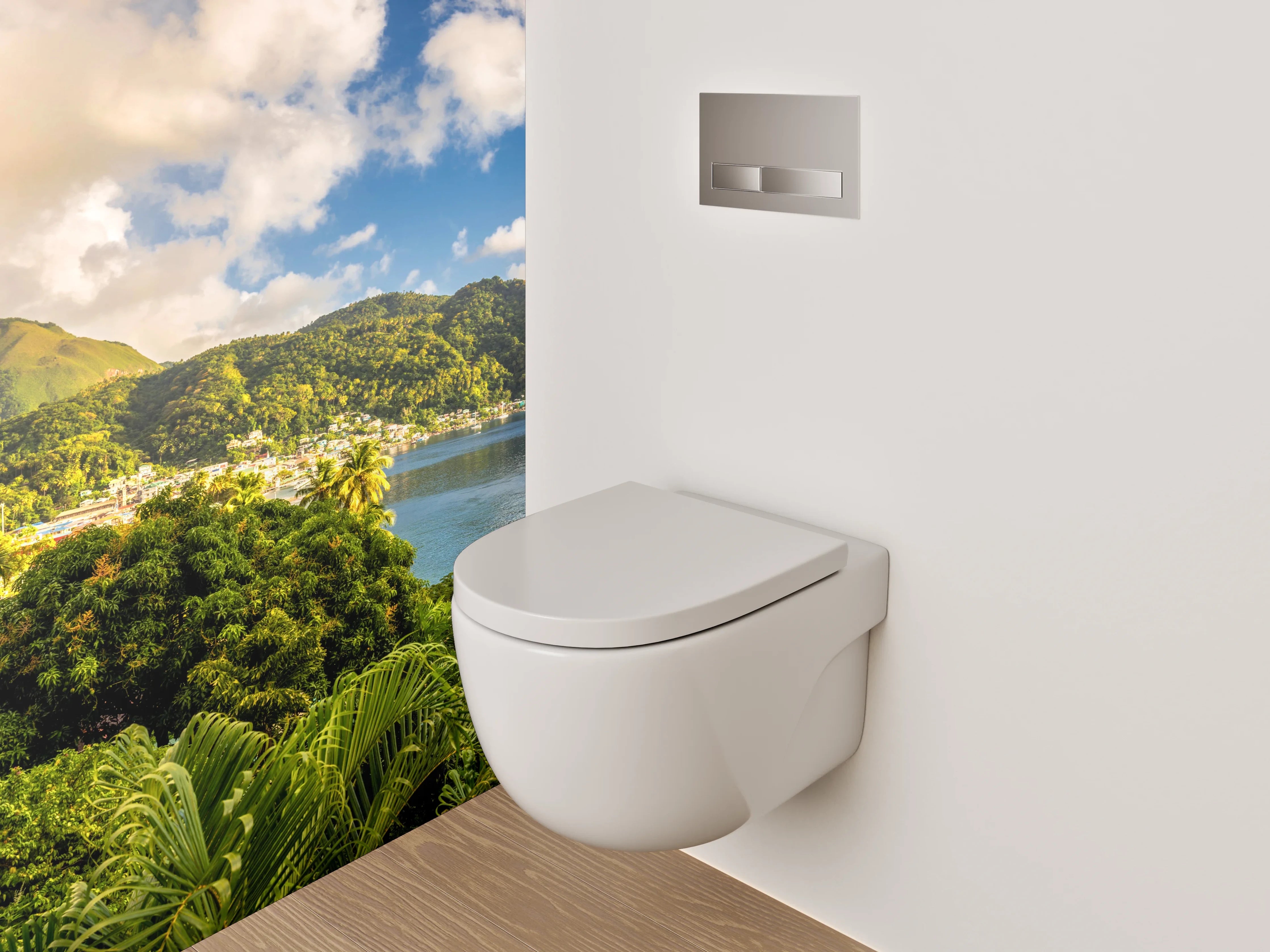 WC-Rückwand - Karibik Panorama mit Bergen