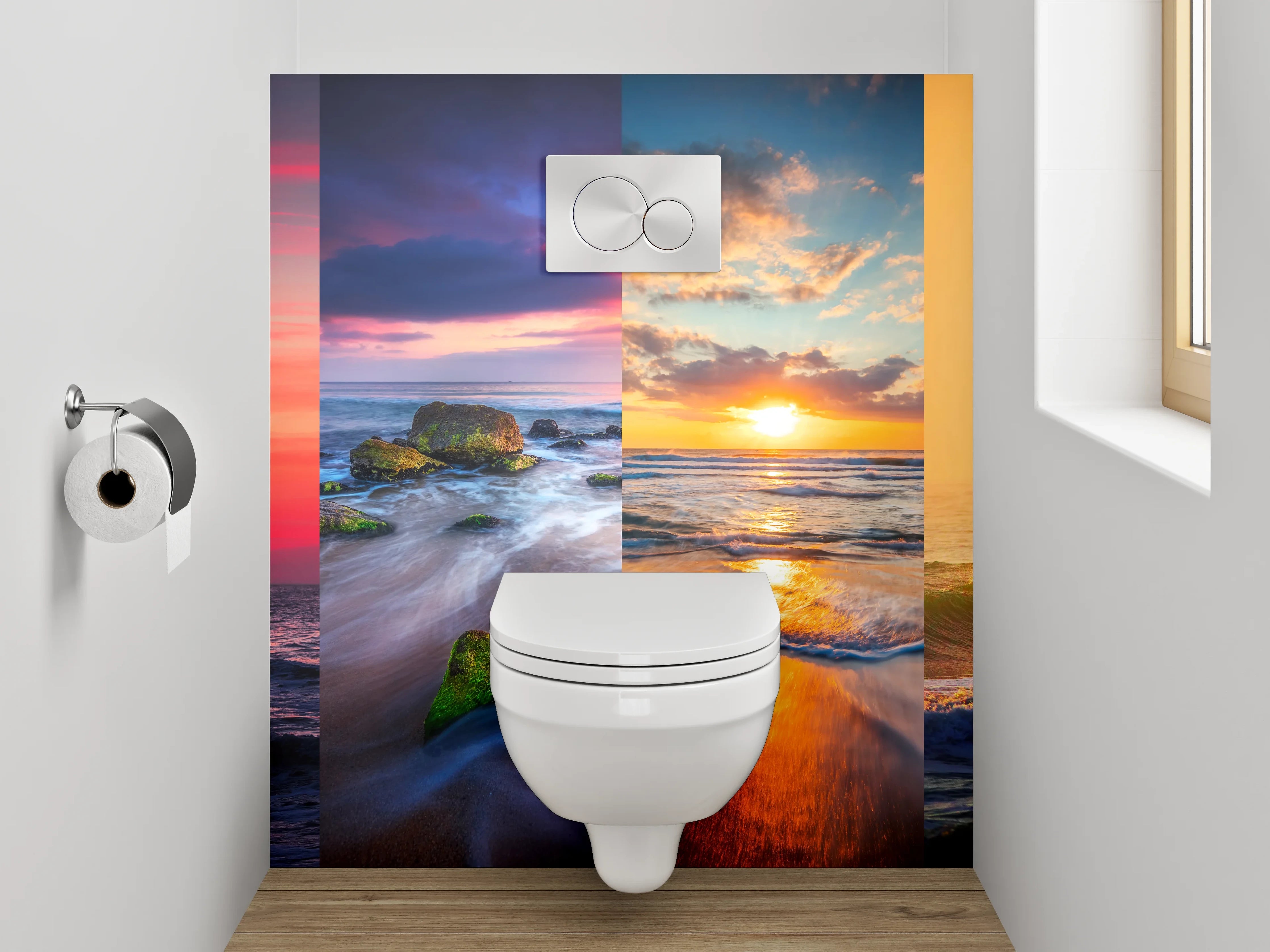 WC-Rückwand - Karibik-Strand Panorama Sonnenuntergang