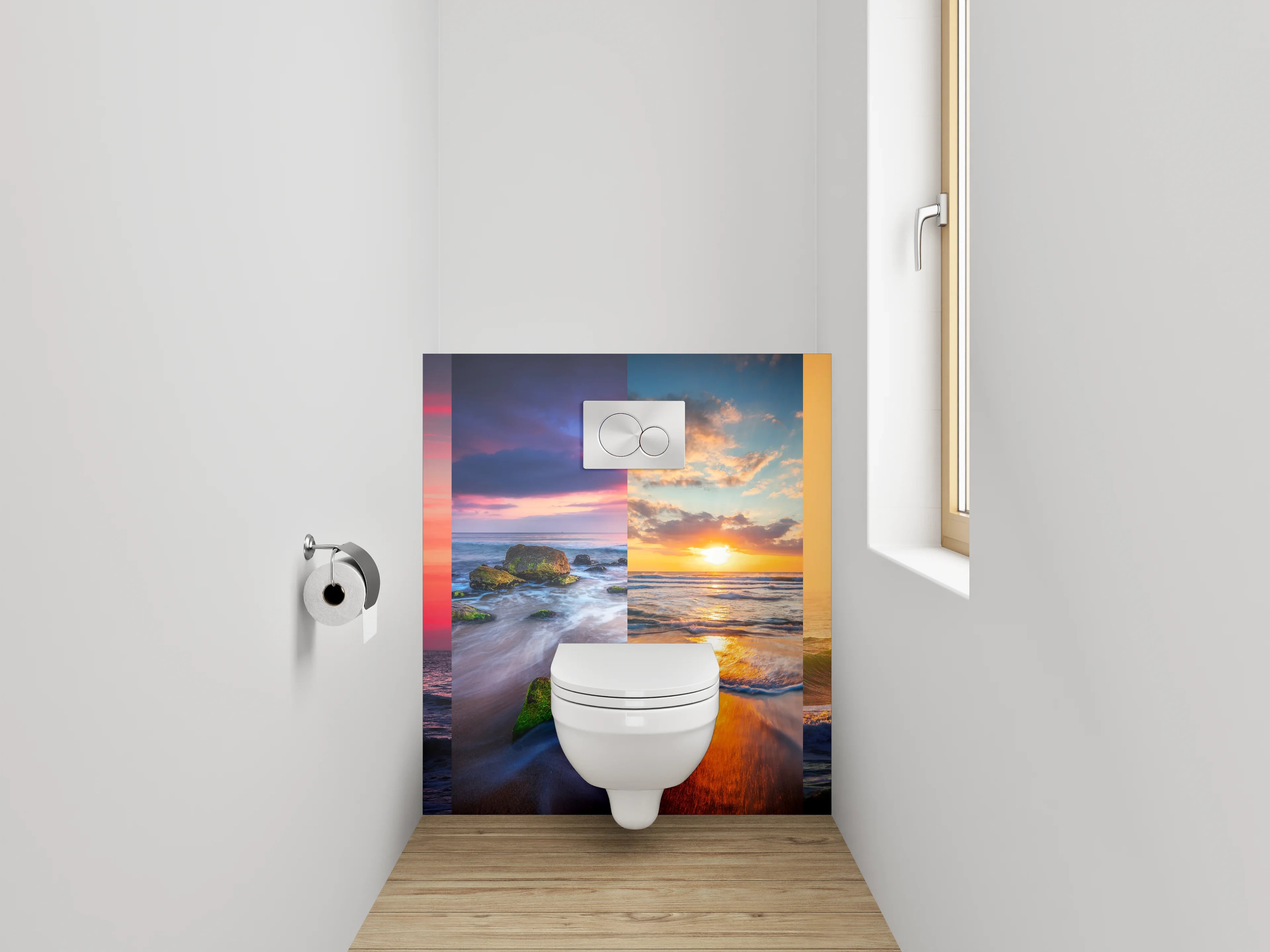 WC-Rückwand - Karibik-Strand Panorama Sonnenuntergang