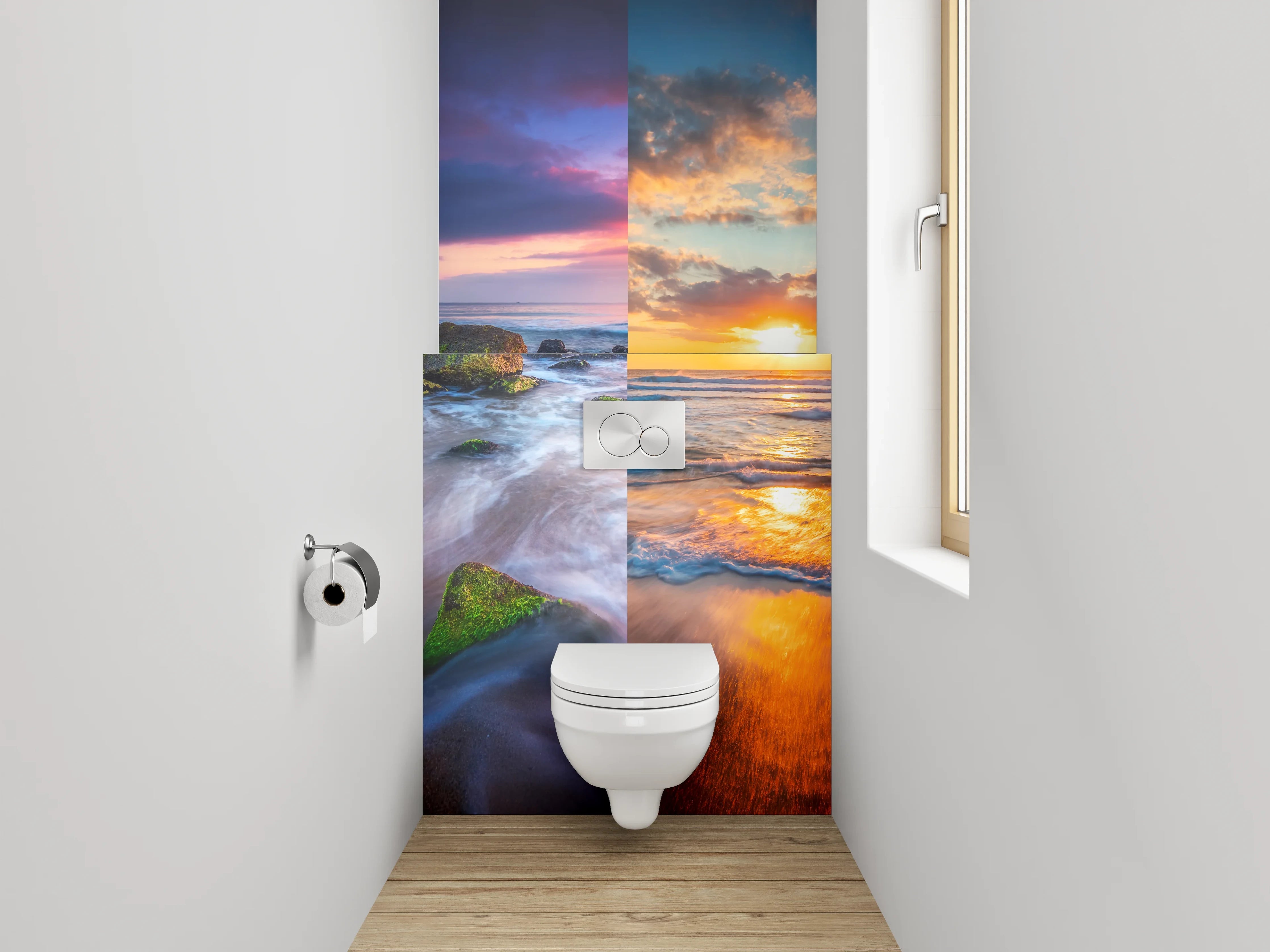 WC-Rückwand - Karibik-Strand Panorama Sonnenuntergang