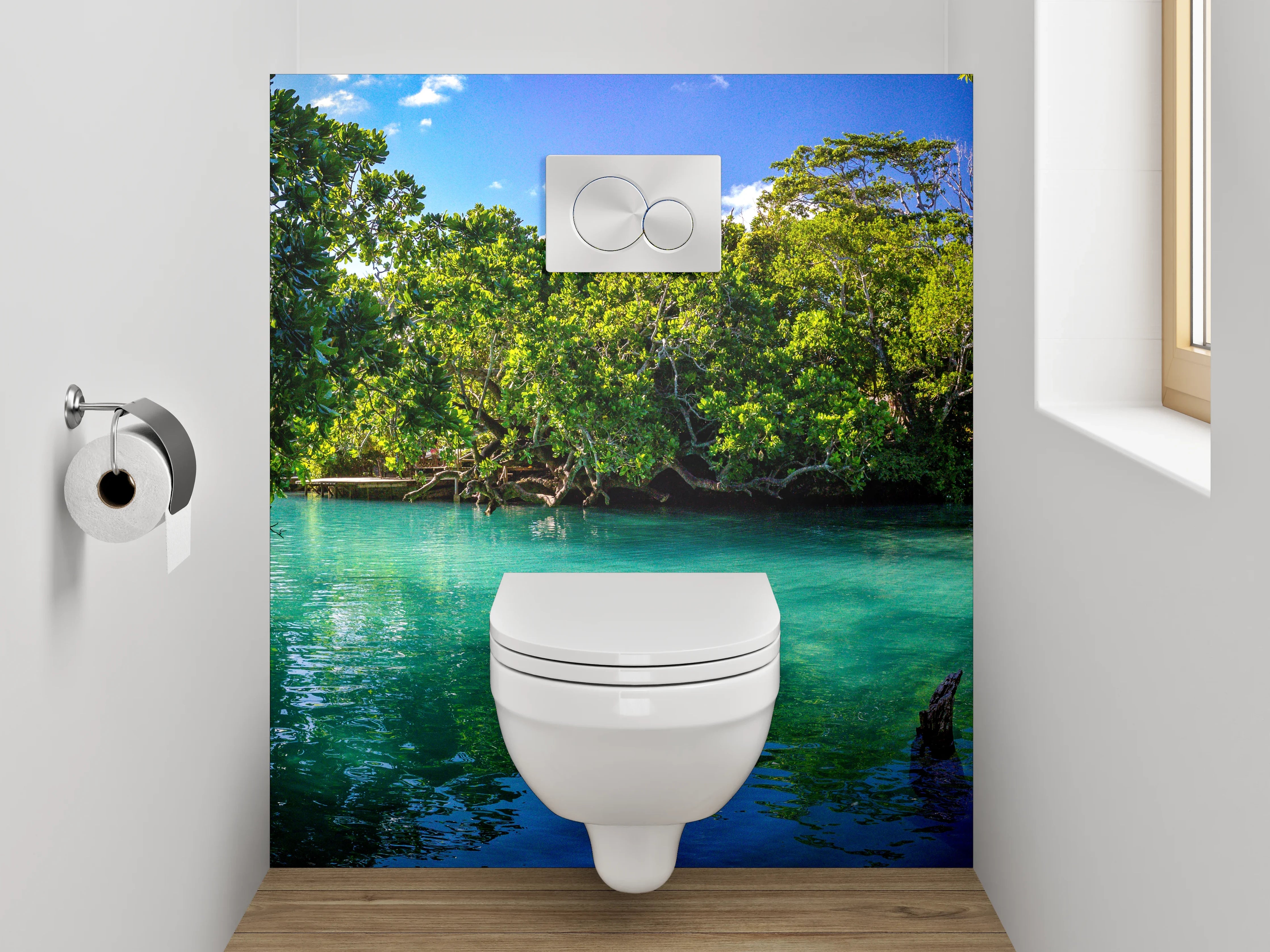 WC-Rückwand - Karibisches Dschungelparadies am Wasser