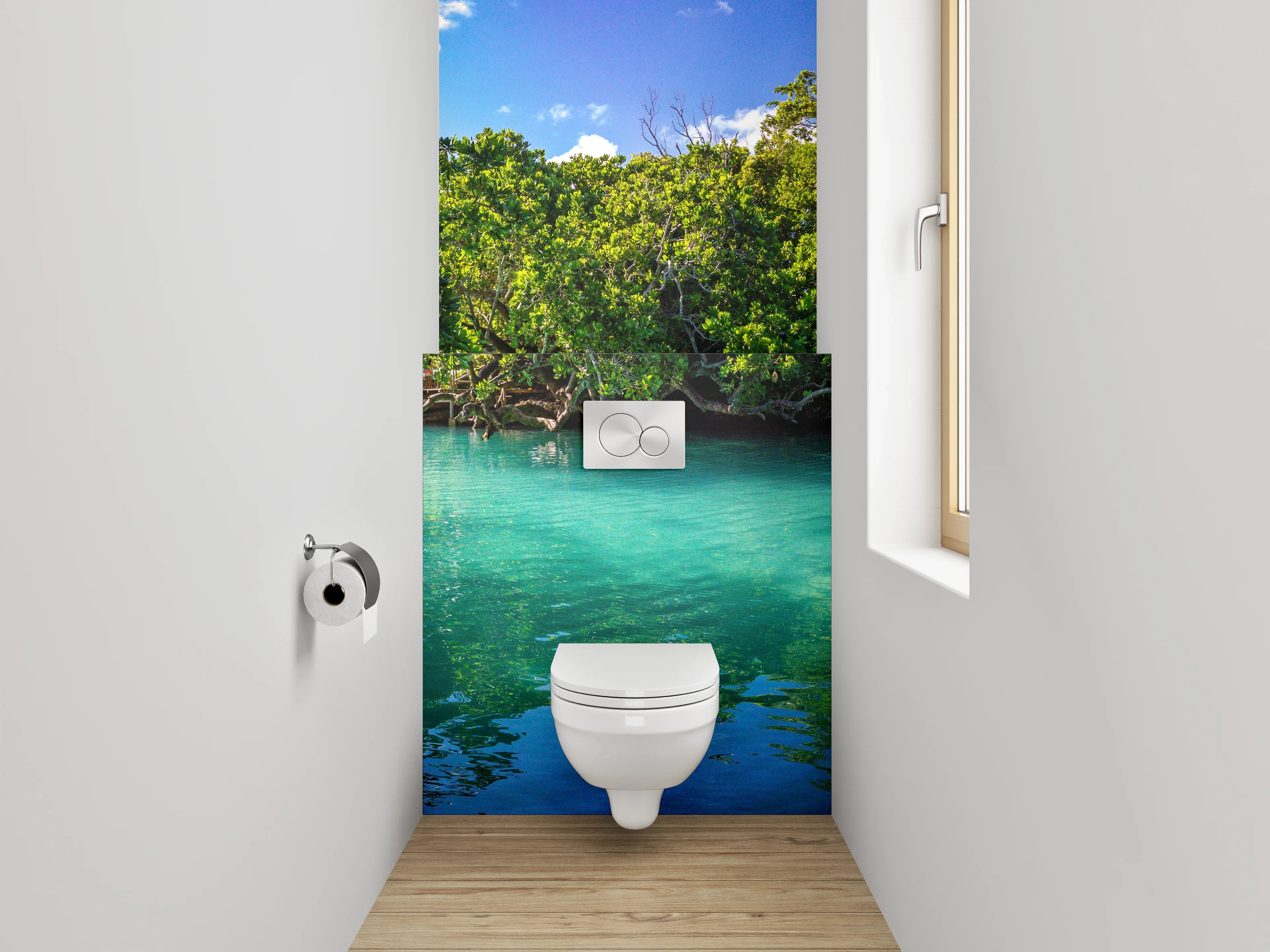 WC-Rückwand - Karibisches Dschungelparadies am Wasser