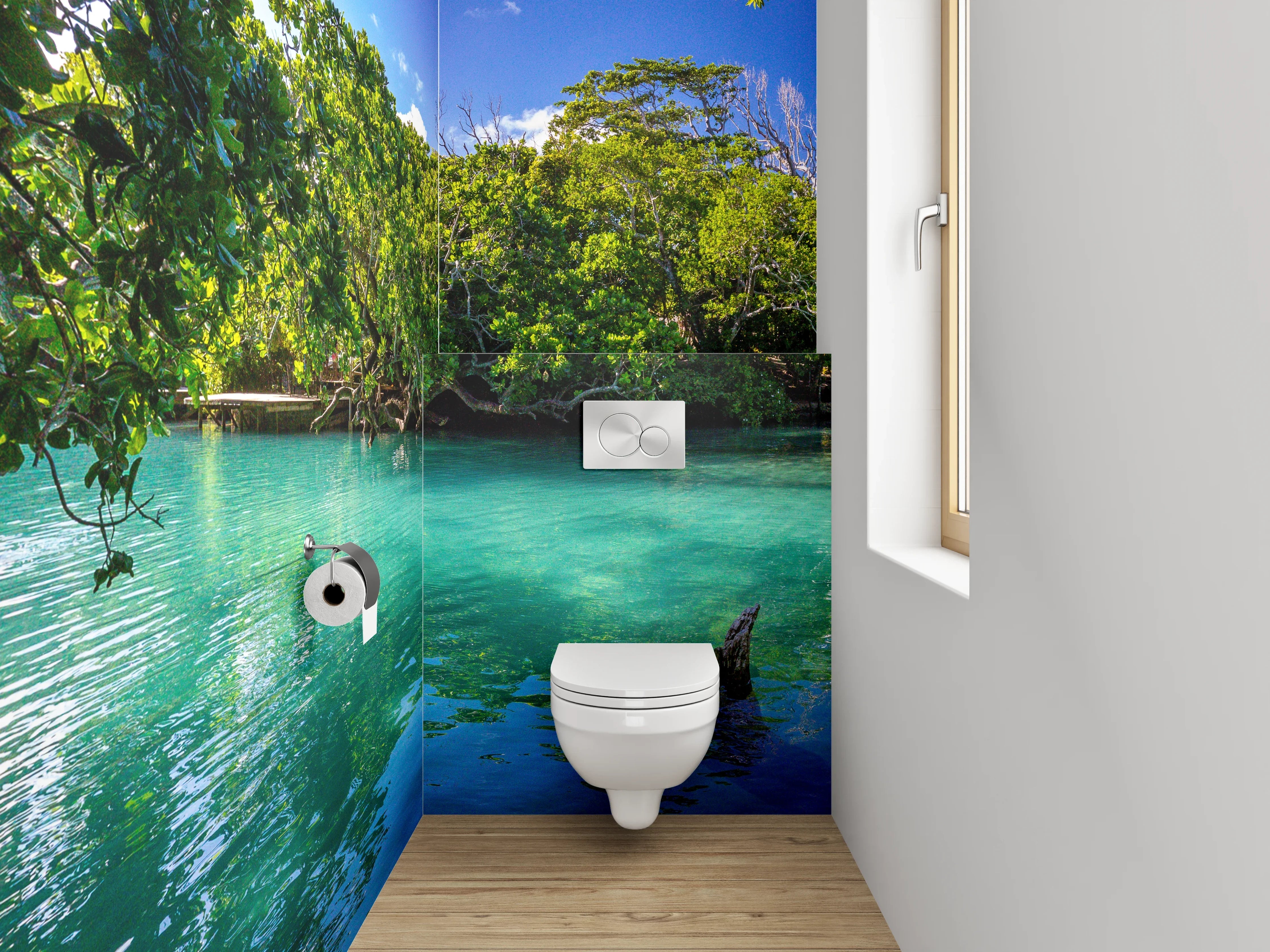 WC-Rückwand - Karibisches Dschungelparadies am Wasser