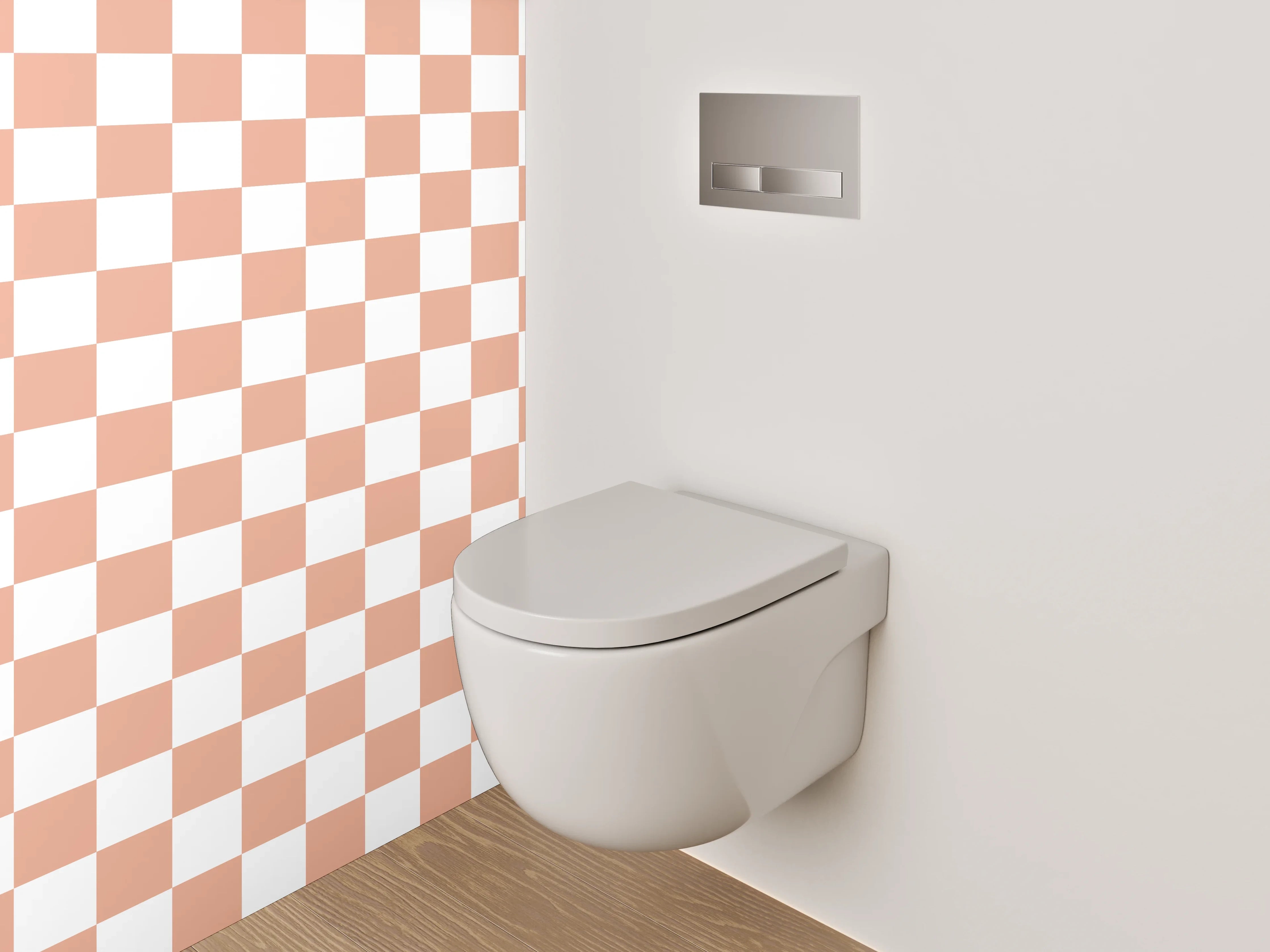 WC-Rückwand - Kariertes Muster Terrakotta-Weiß