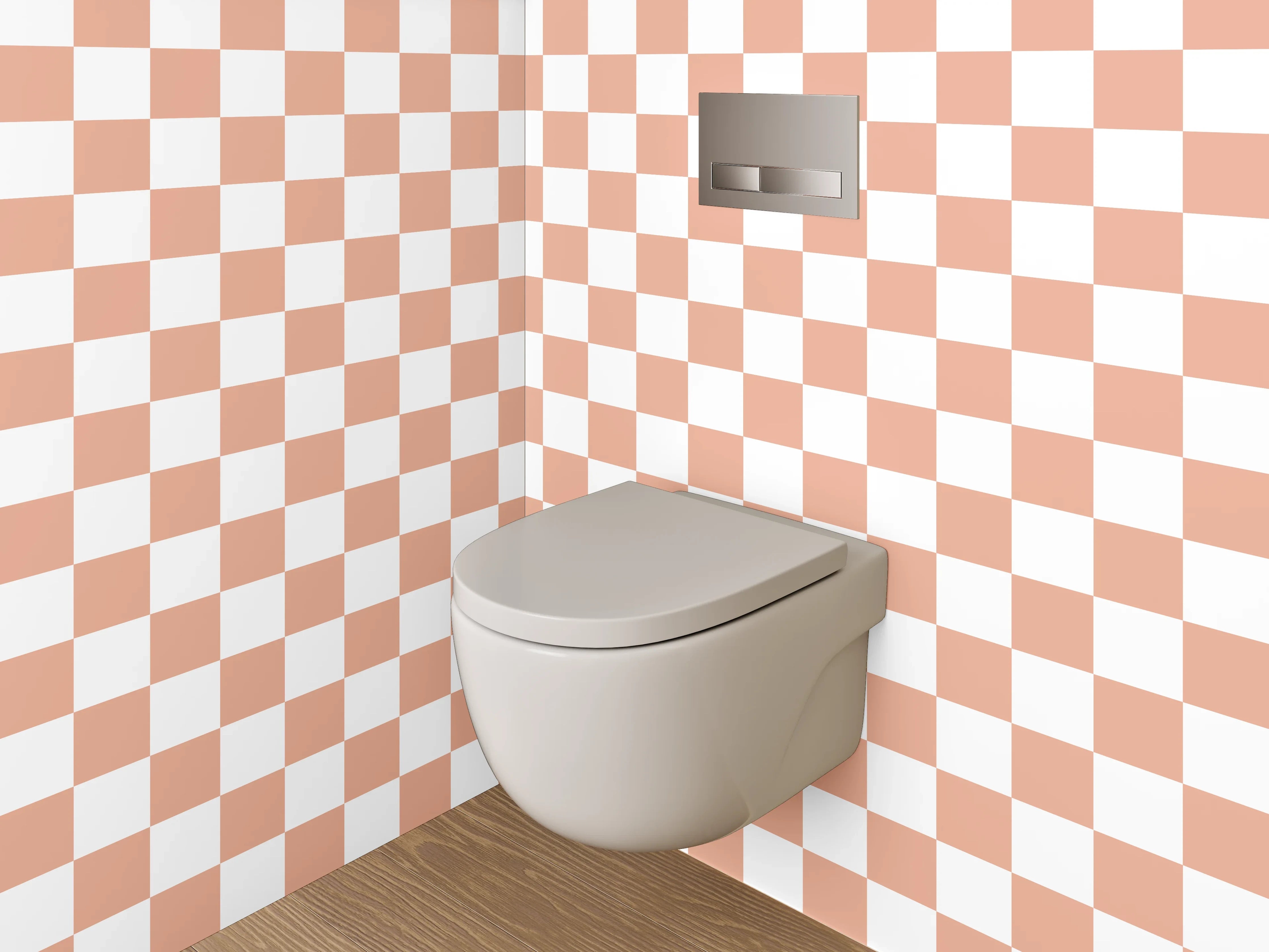 WC-Rückwand - Kariertes Muster Terrakotta-Weiß