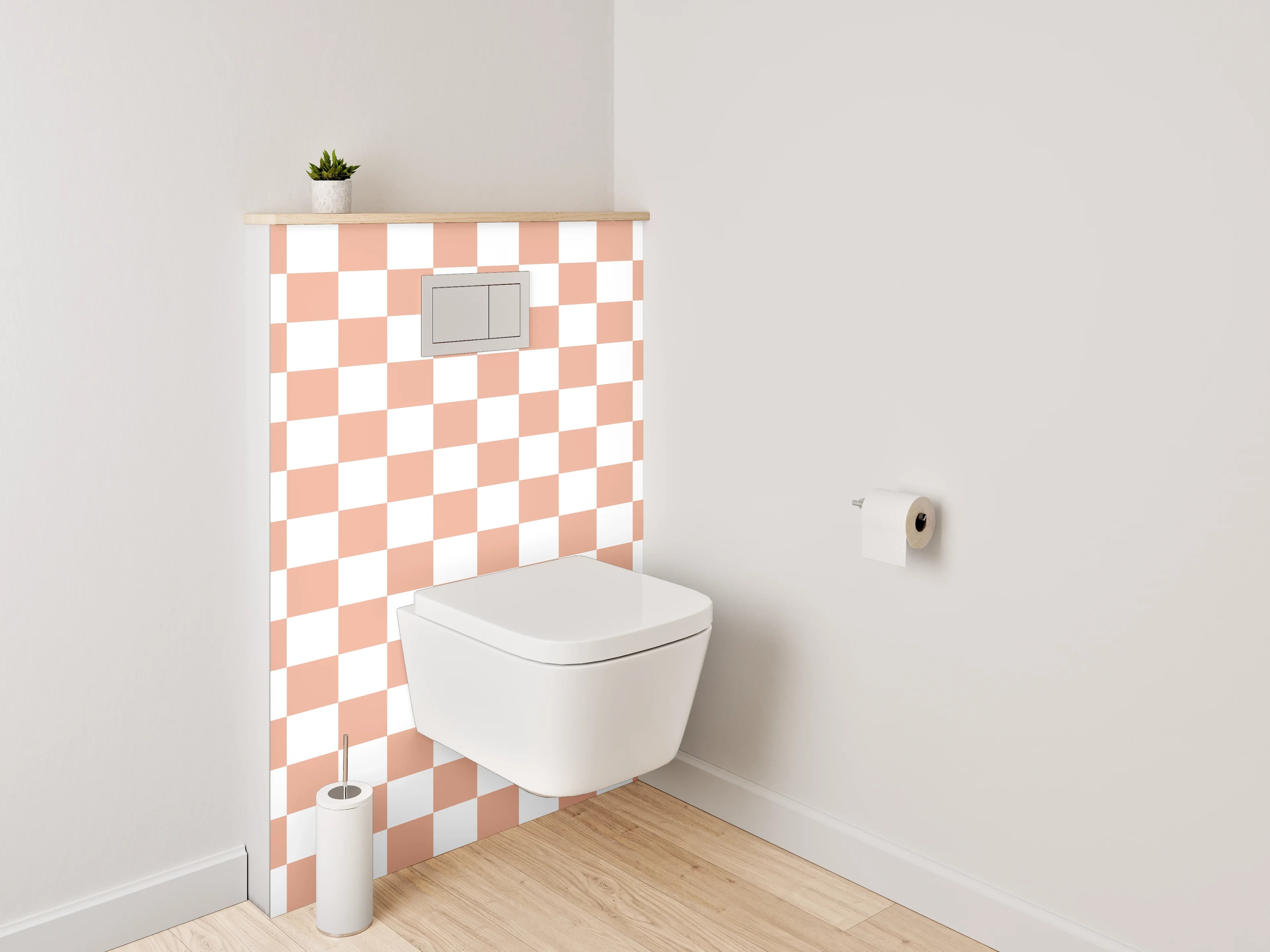 WC-Rückwand - Kariertes Muster Terrakotta-Weiß