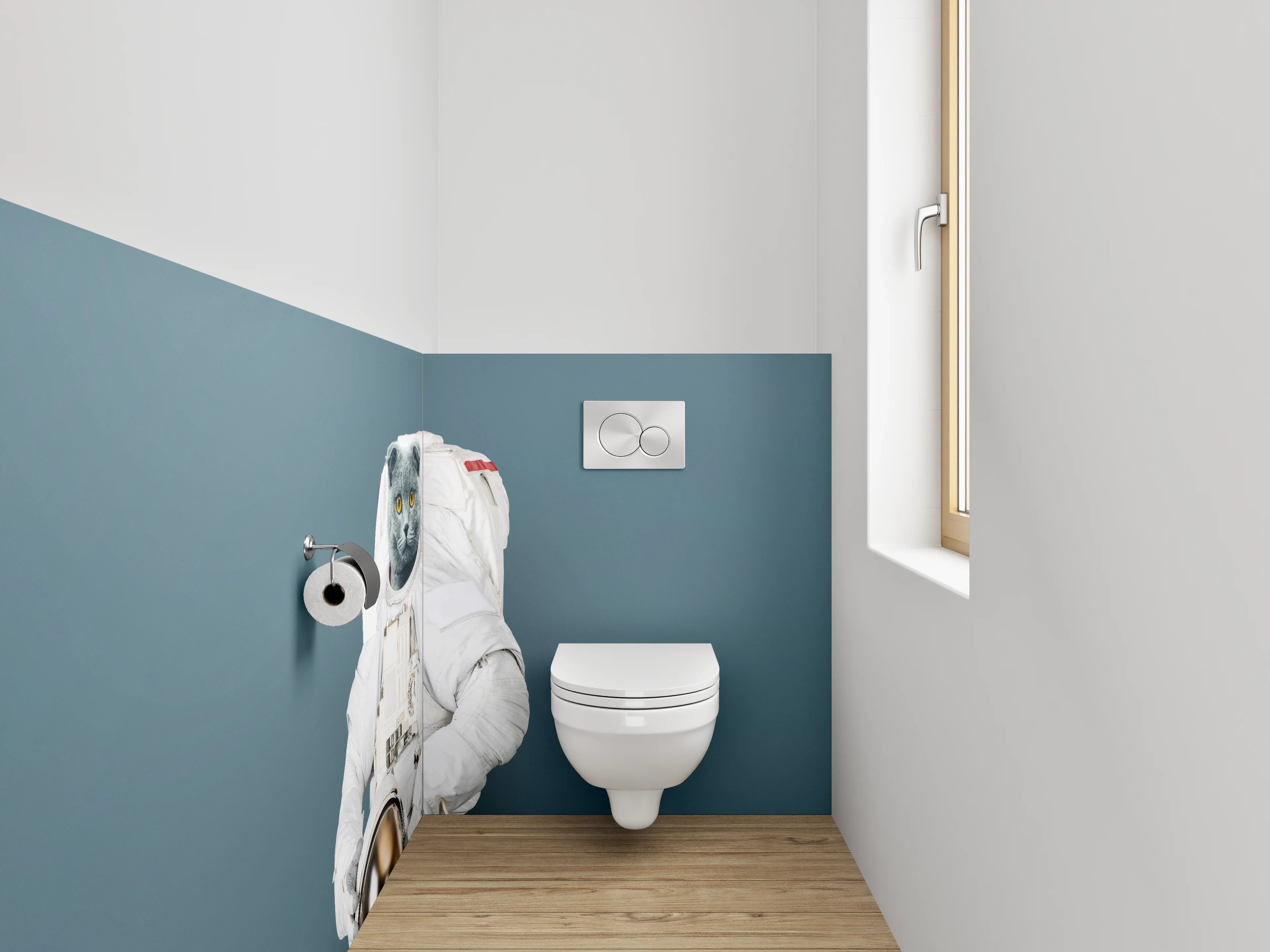 WC-Rückwand - Katze als Astronaut im Weltall