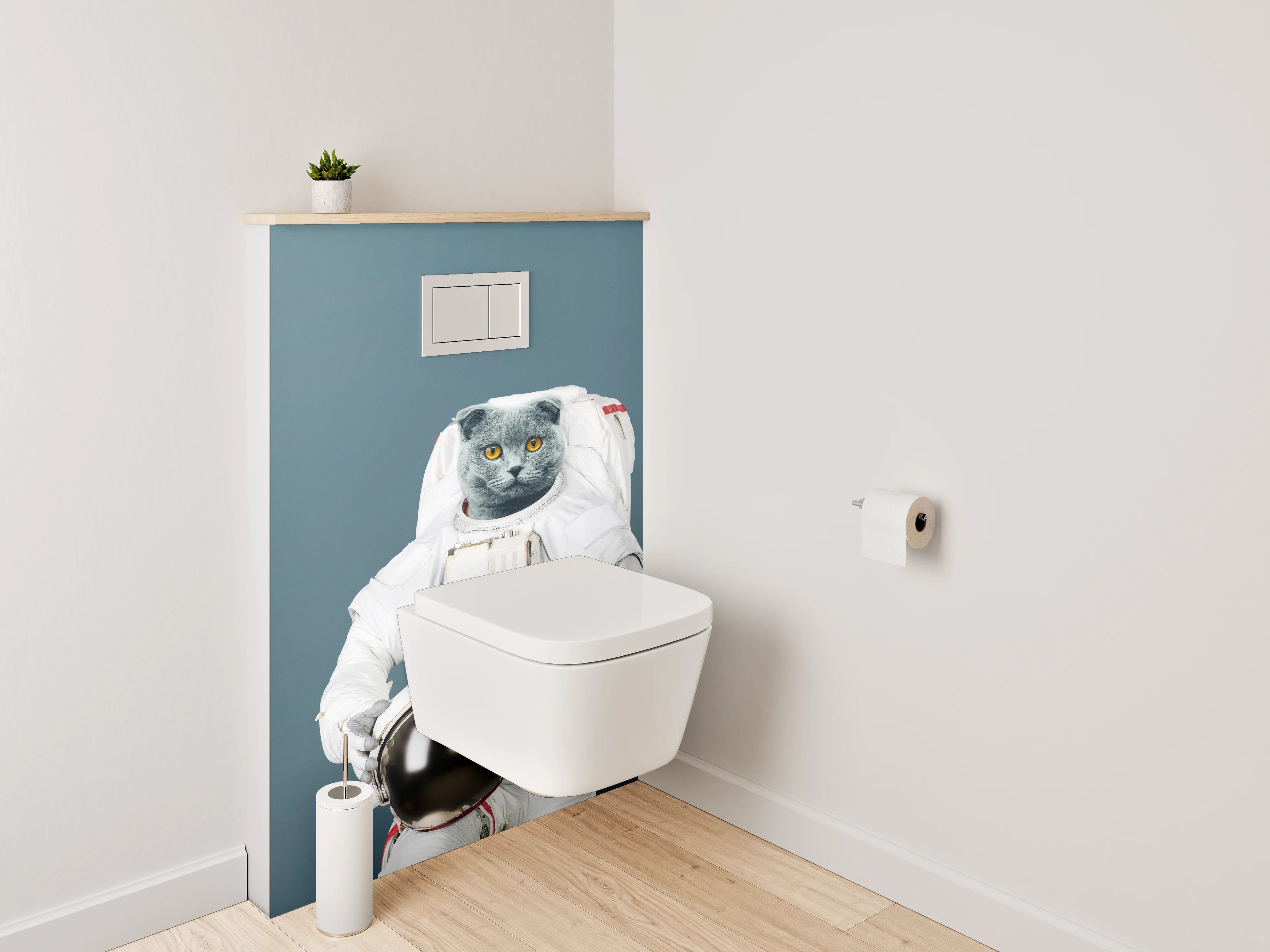 WC-Rückwand - Katze als Astronaut im Weltall