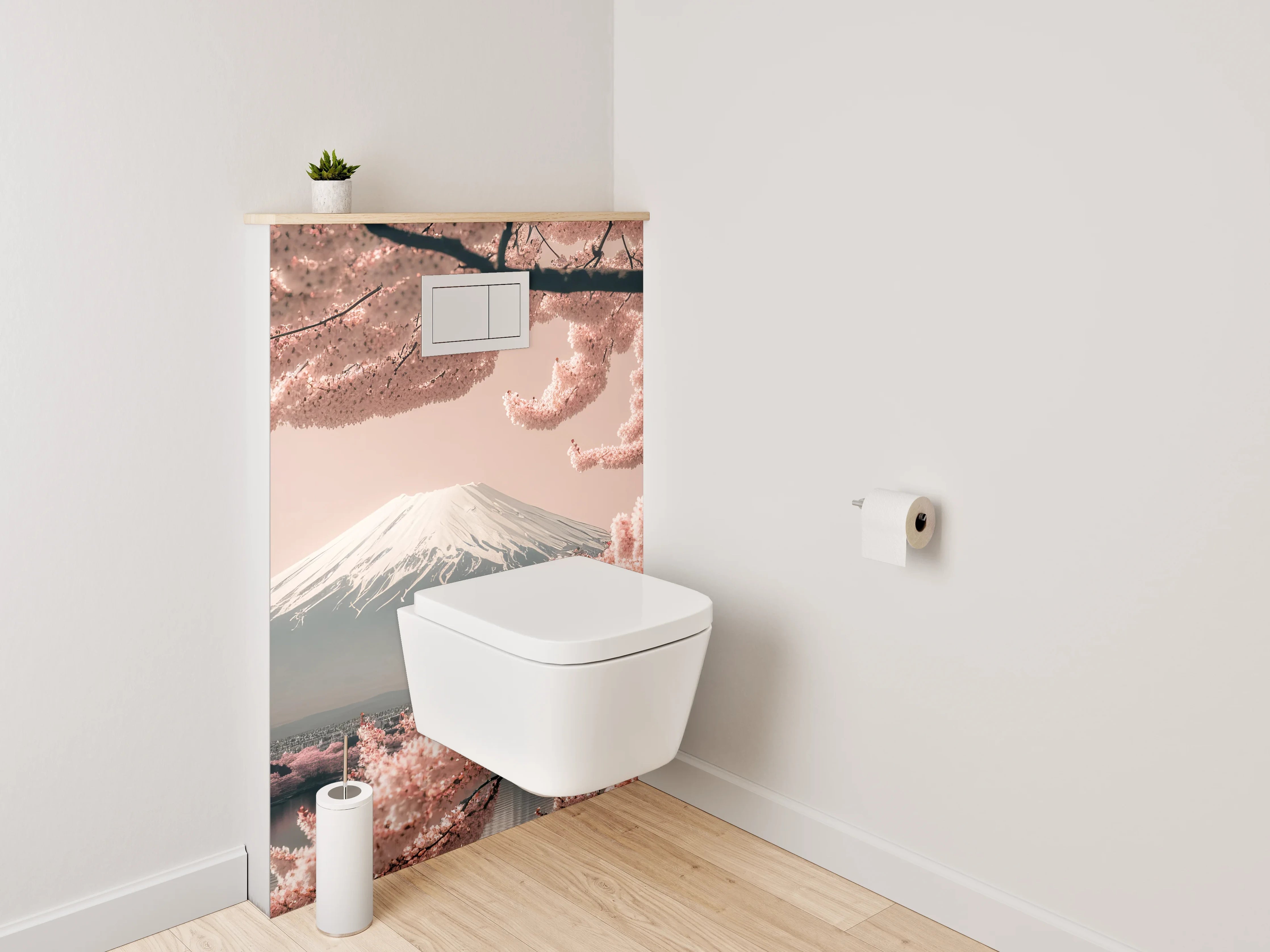 WC-Rückwand - Kirschblüte am Fuji – Japanische Harmonie