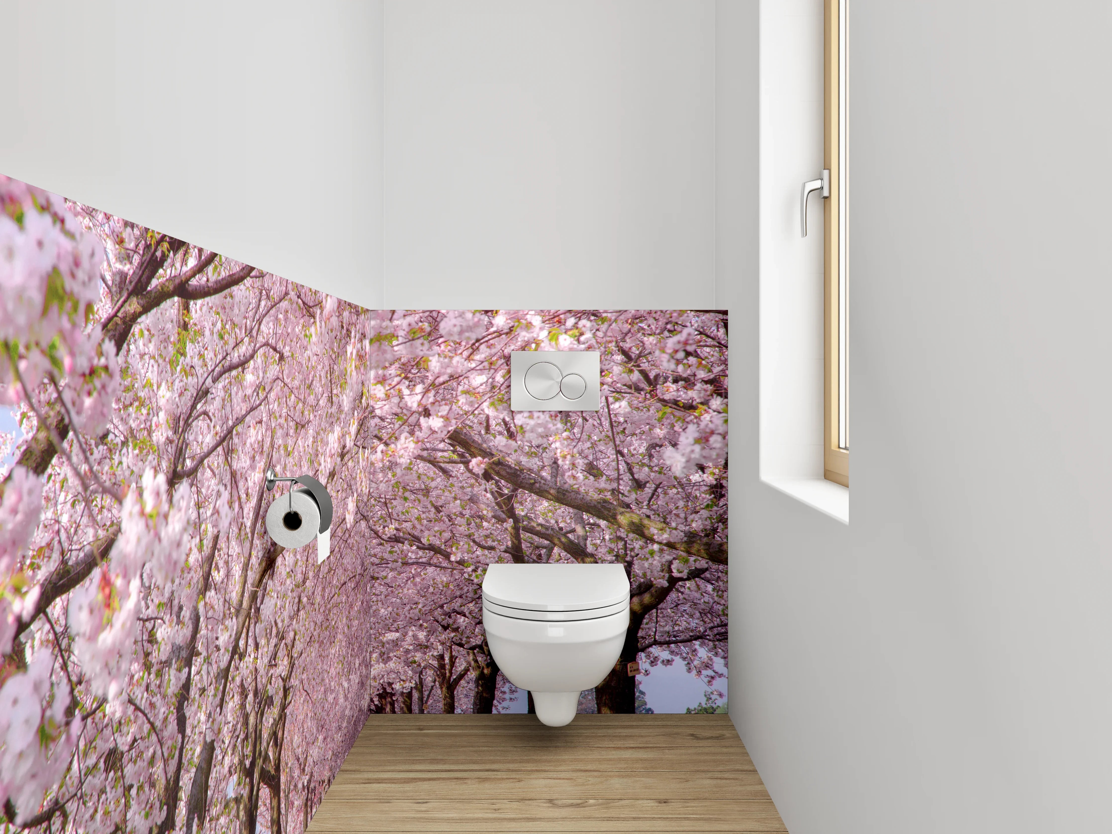 WC-Rückwand - Kirschblüten-Allee Frühling Natur Panorama
