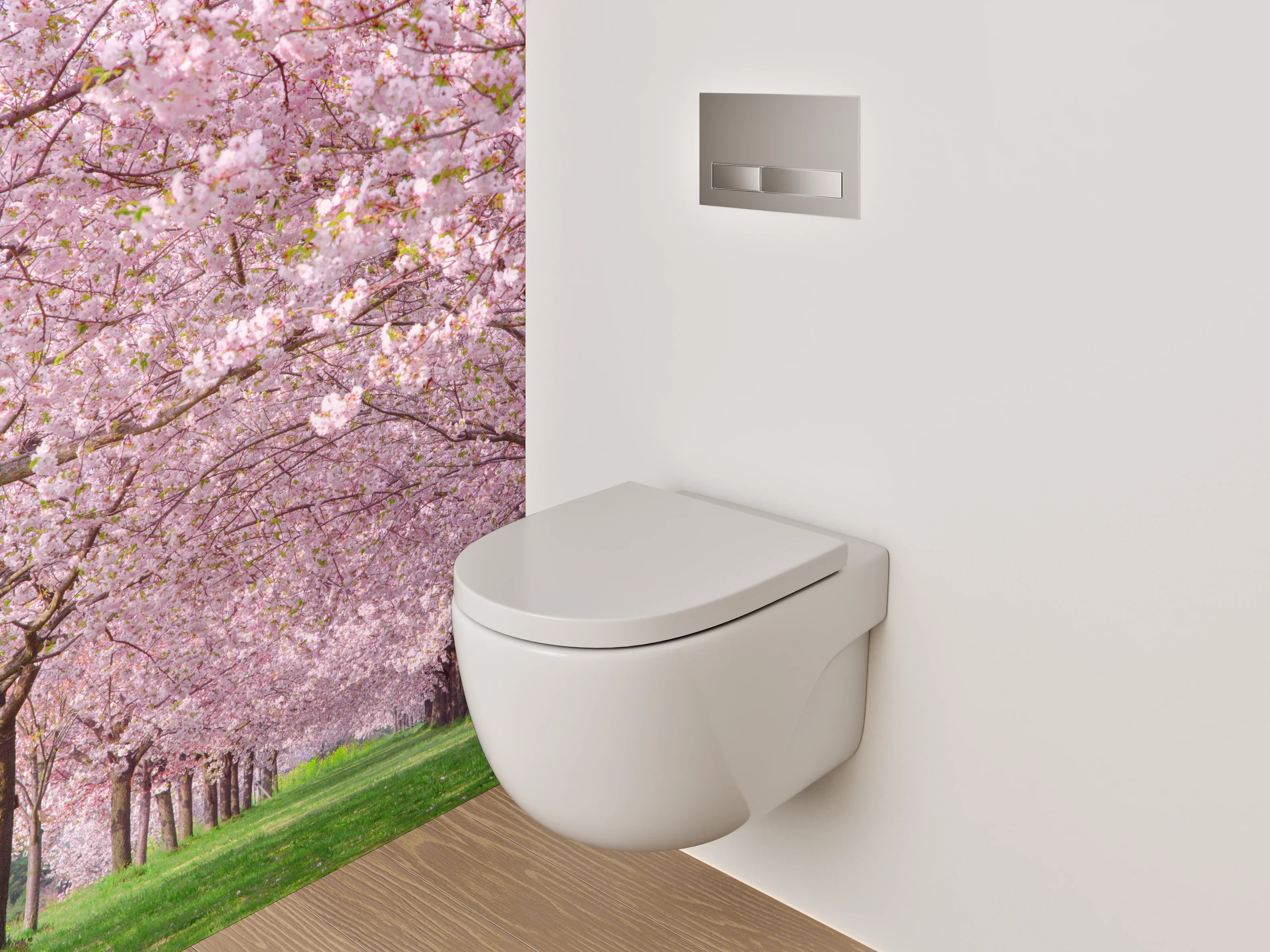 WC-Rückwand - Kirschblüten-Allee Frühling Natur Panorama