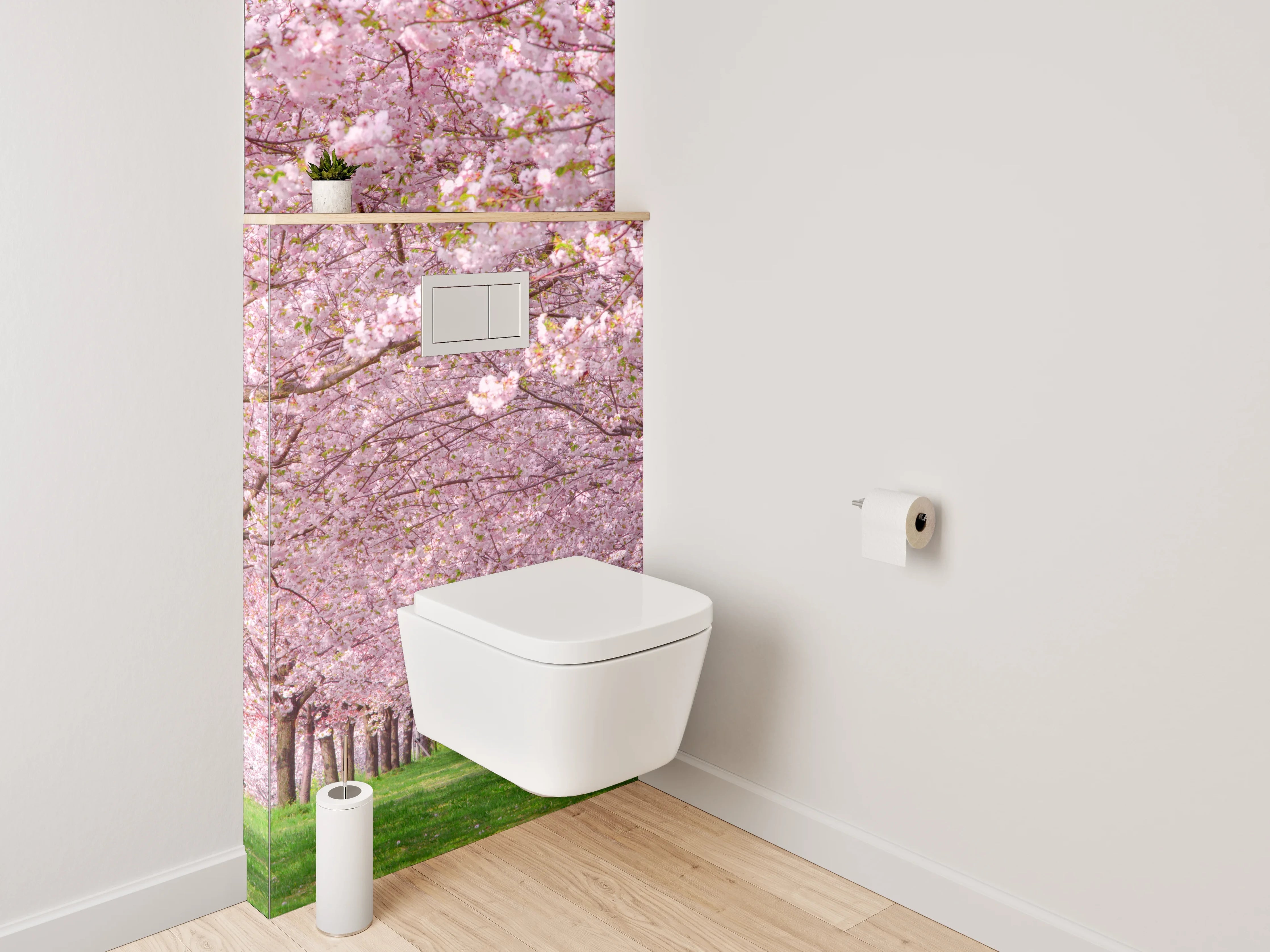 WC-Rückwand - Kirschblüten-Allee Frühling Natur Panorama