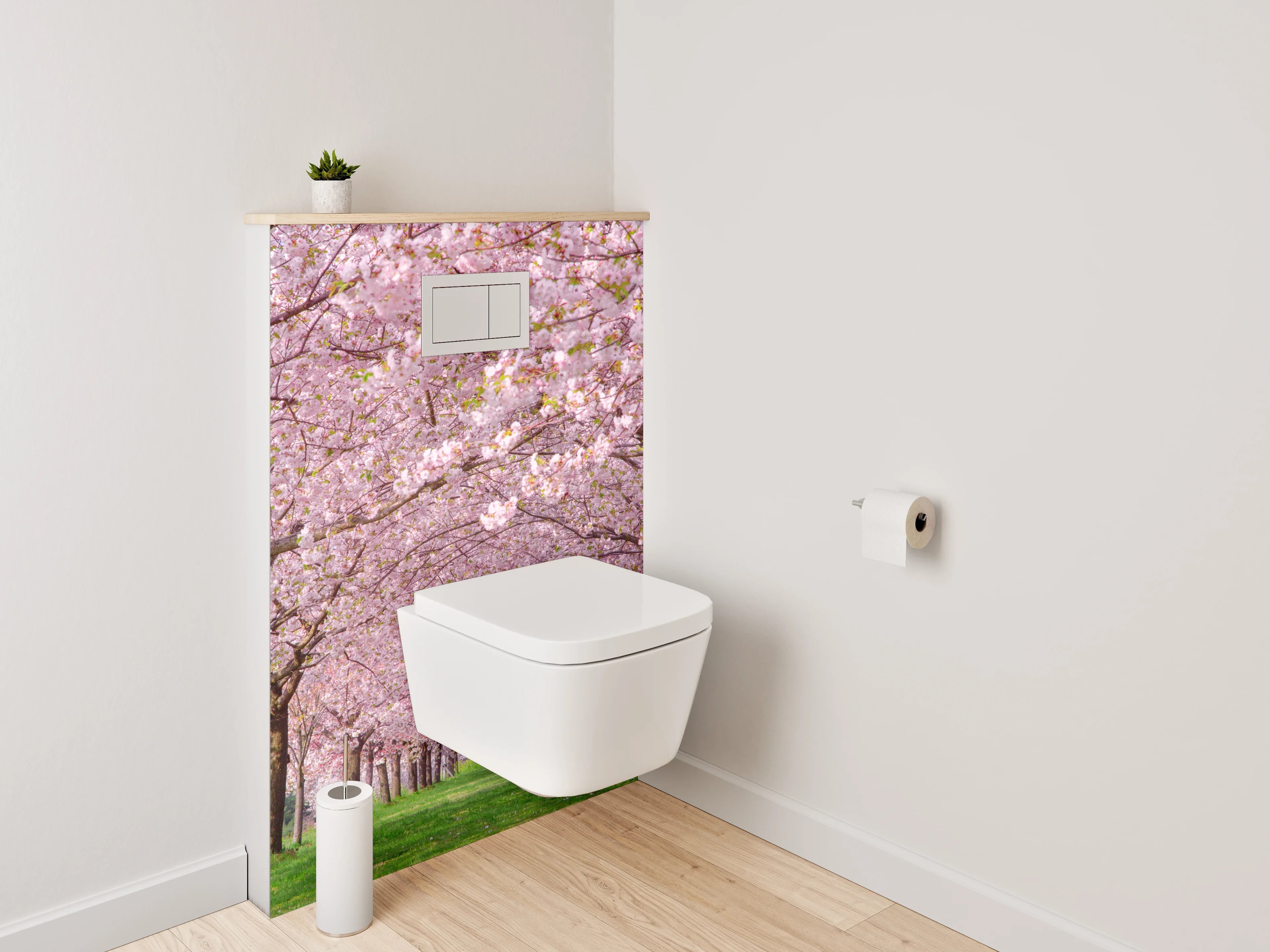 WC-Rückwand - Kirschblüten-Allee Frühling Natur Panorama