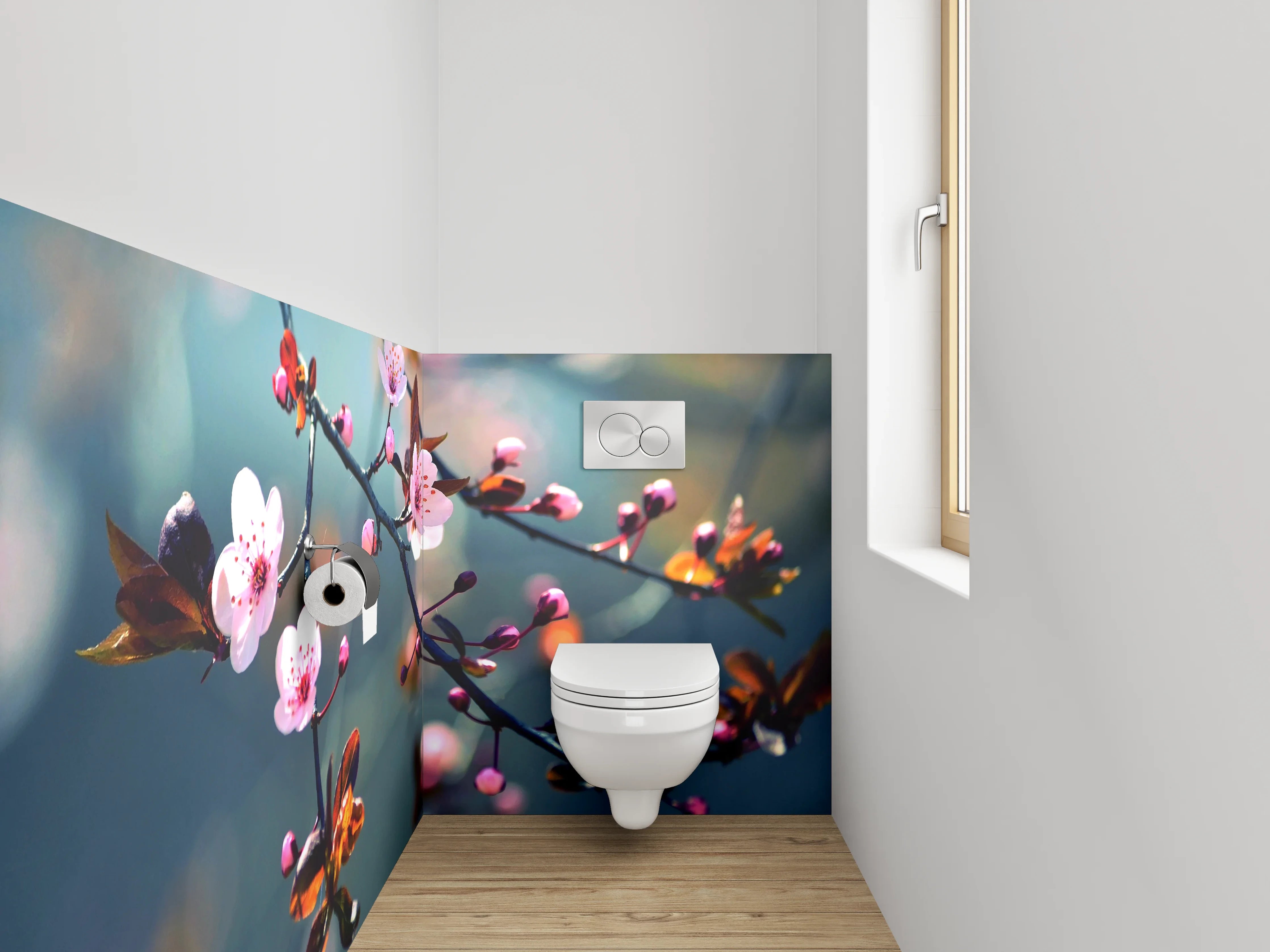 WC-Rückwand - Kirschblüten Äste Frühling