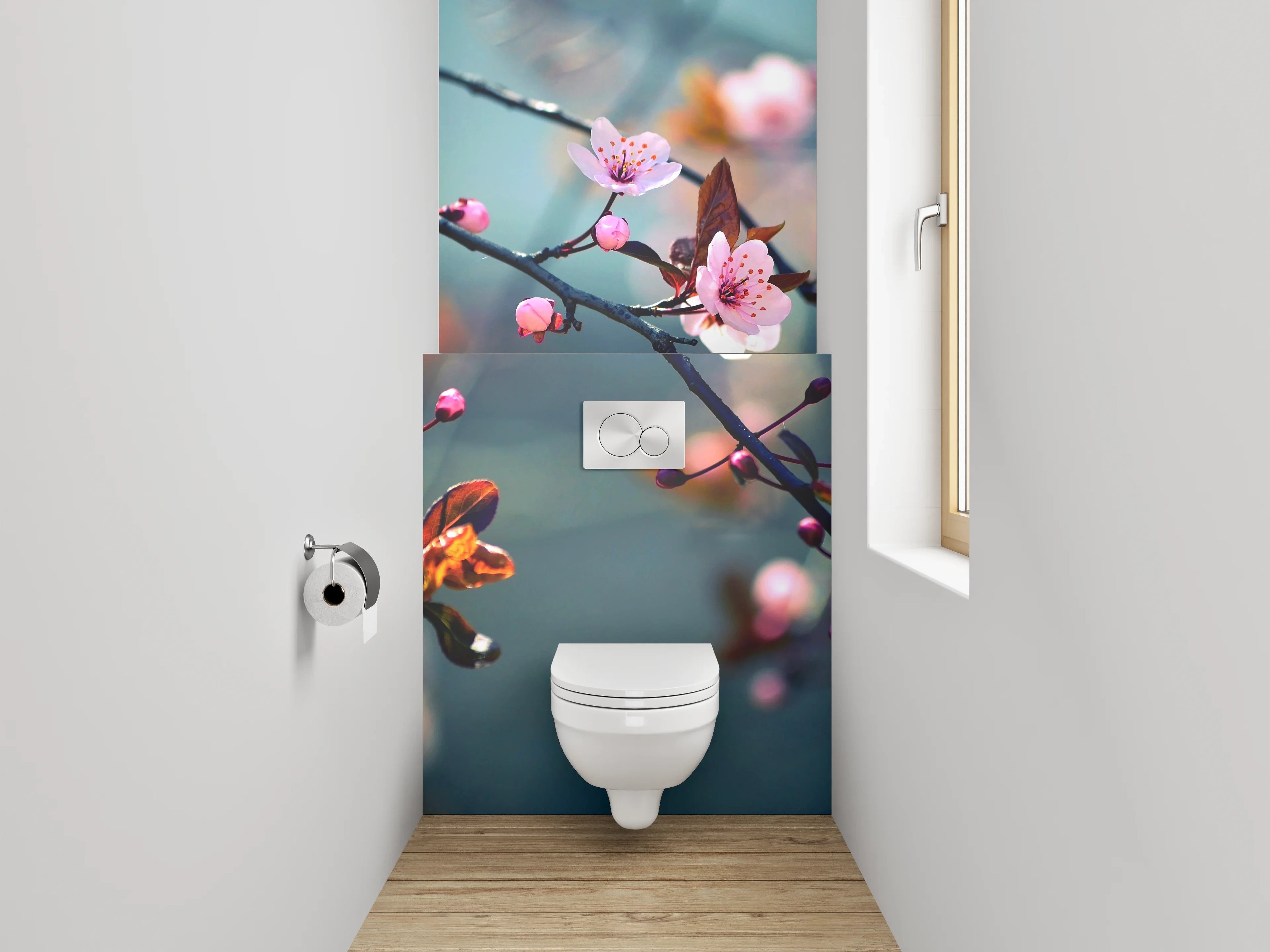 WC-Rückwand - Kirschblüten Äste Frühling
