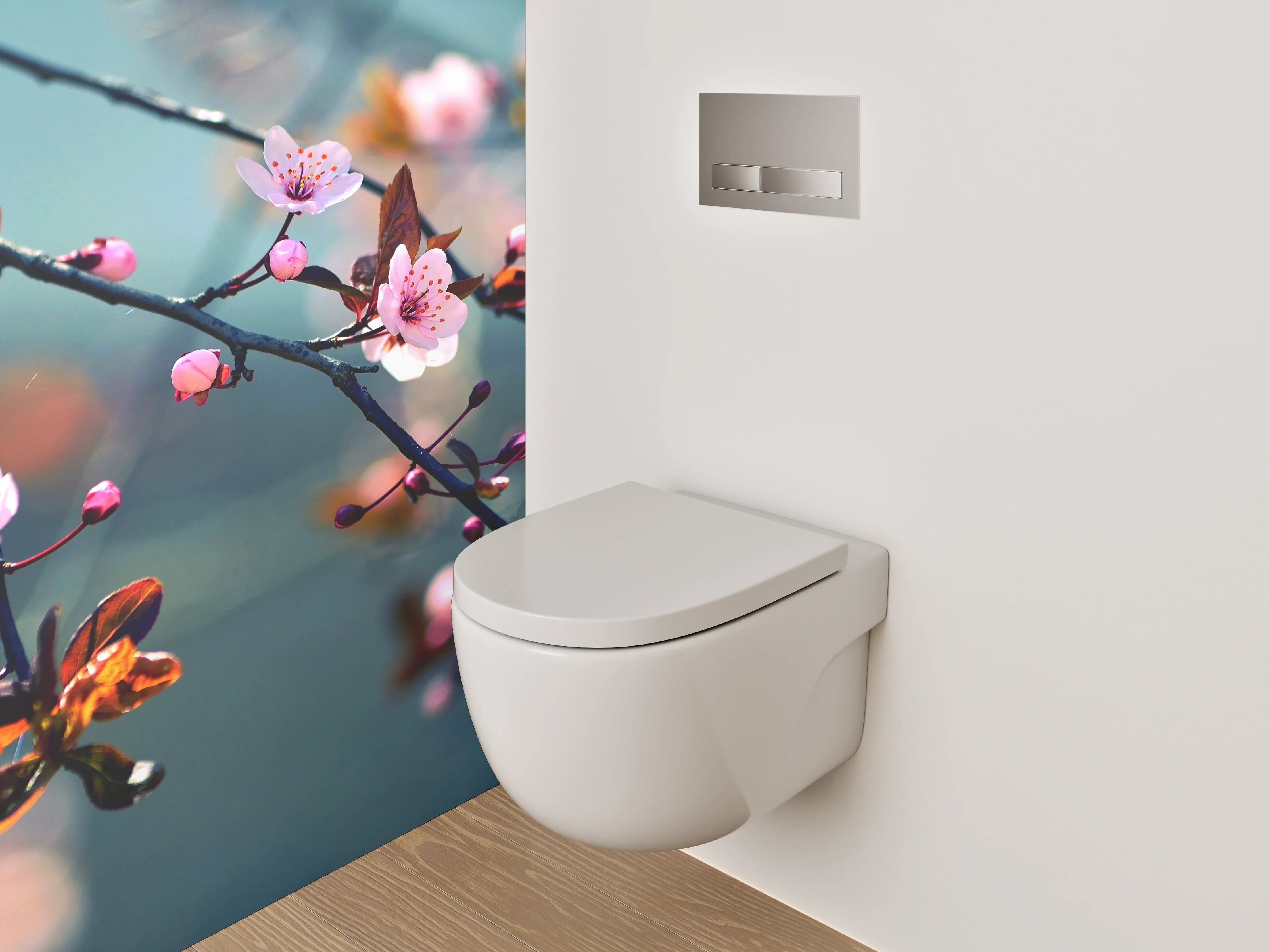 WC-Rückwand - Kirschblüten Äste Frühling