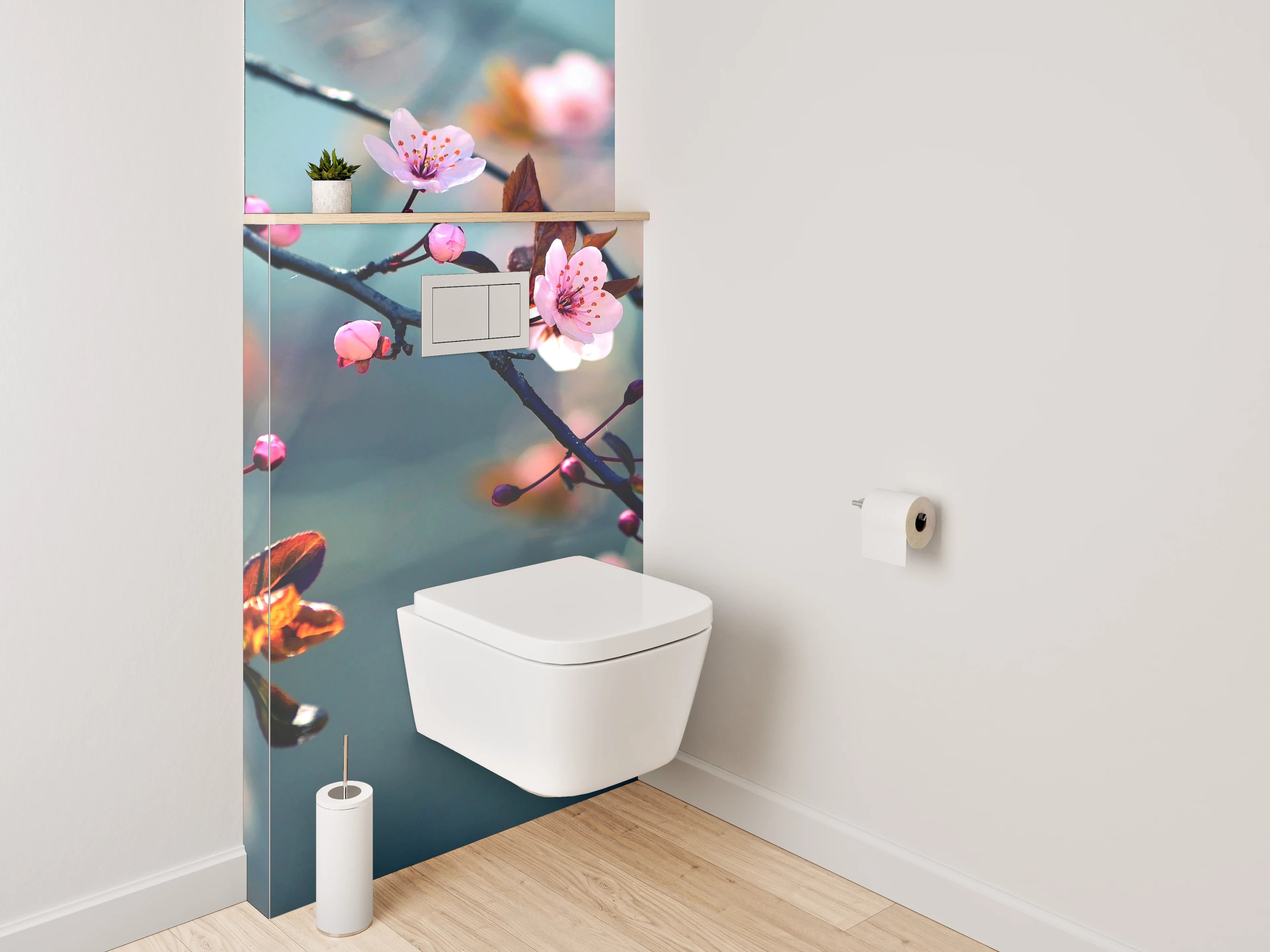 WC-Rückwand - Kirschblüten Äste Frühling