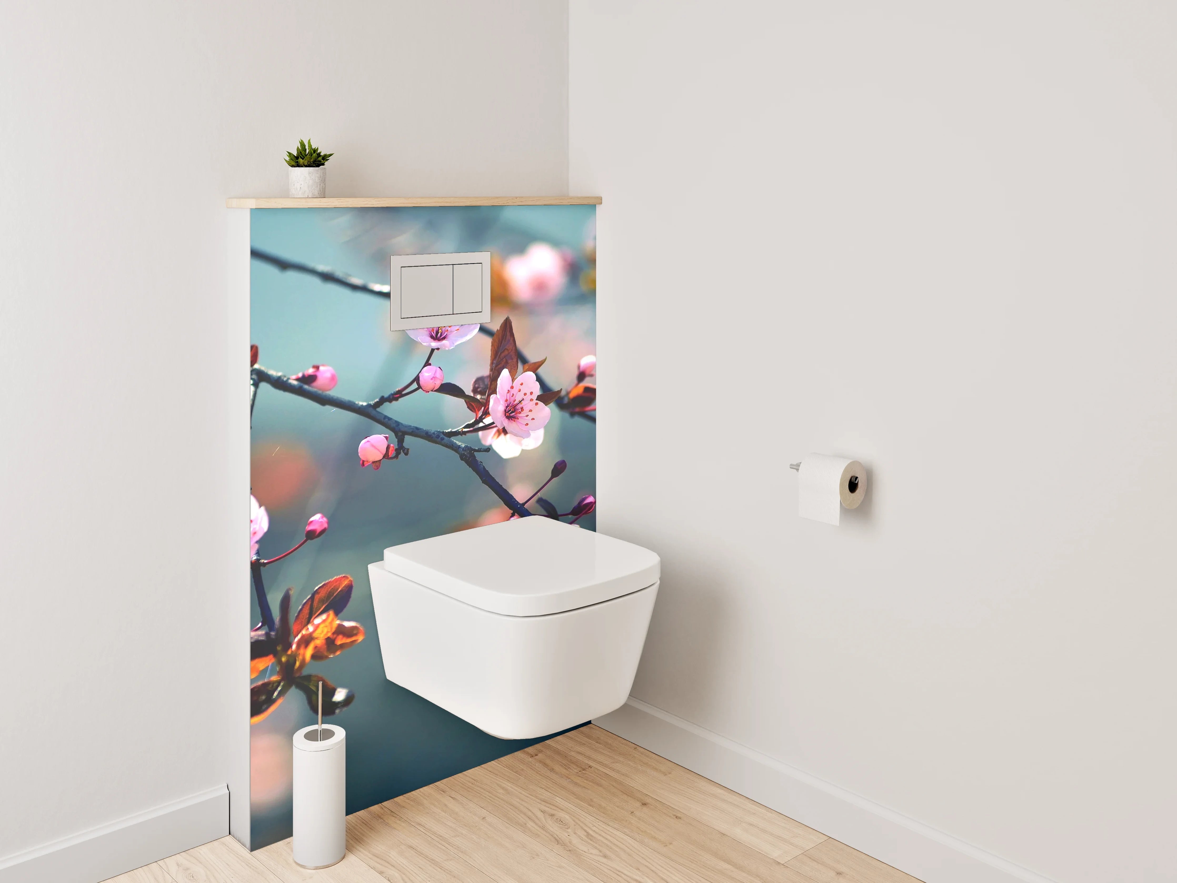WC-Rückwand - Kirschblüten Äste Frühling