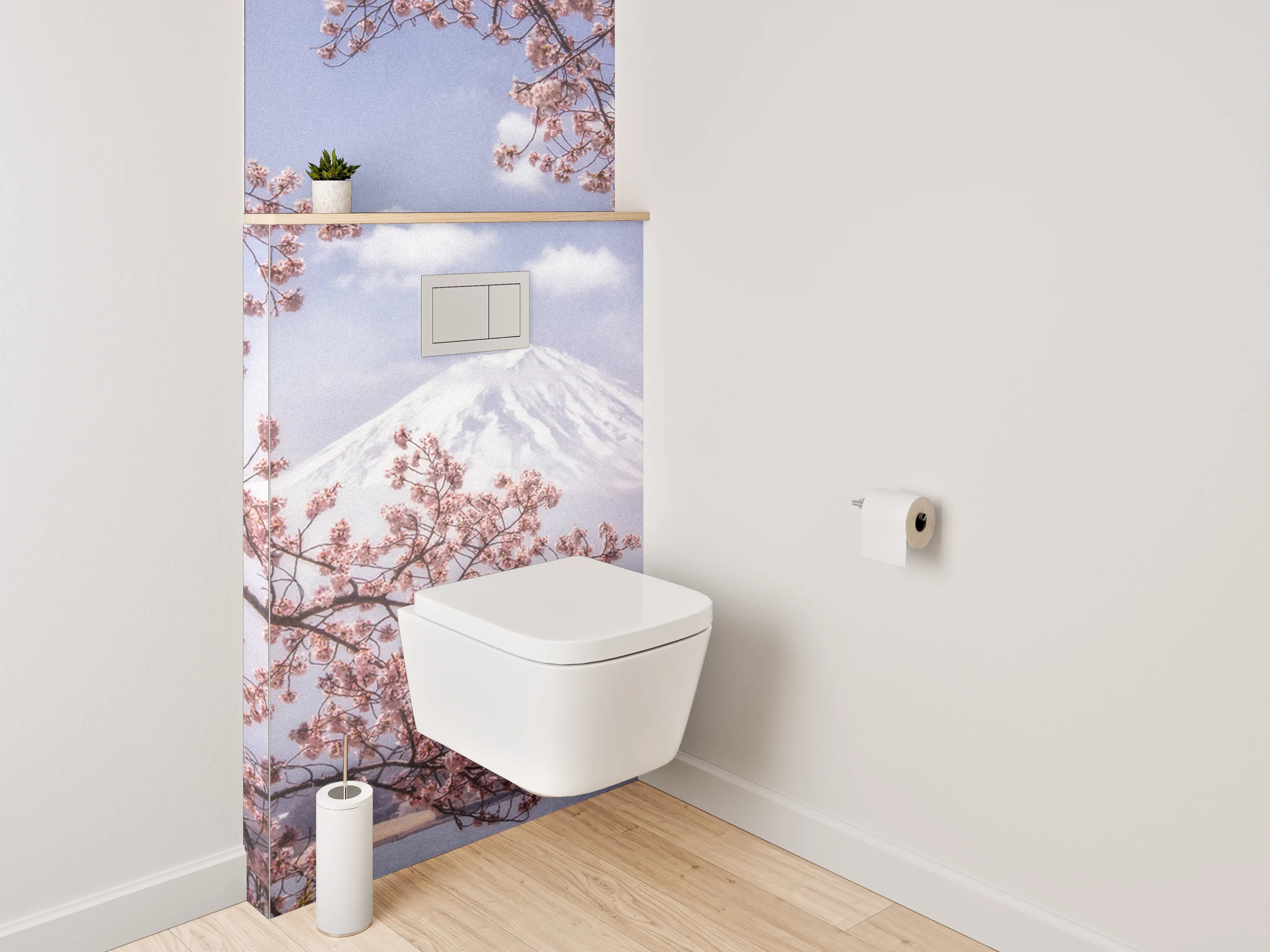 WC-Rückwand - Kirschblüten & Fuji – Japanische Idylle