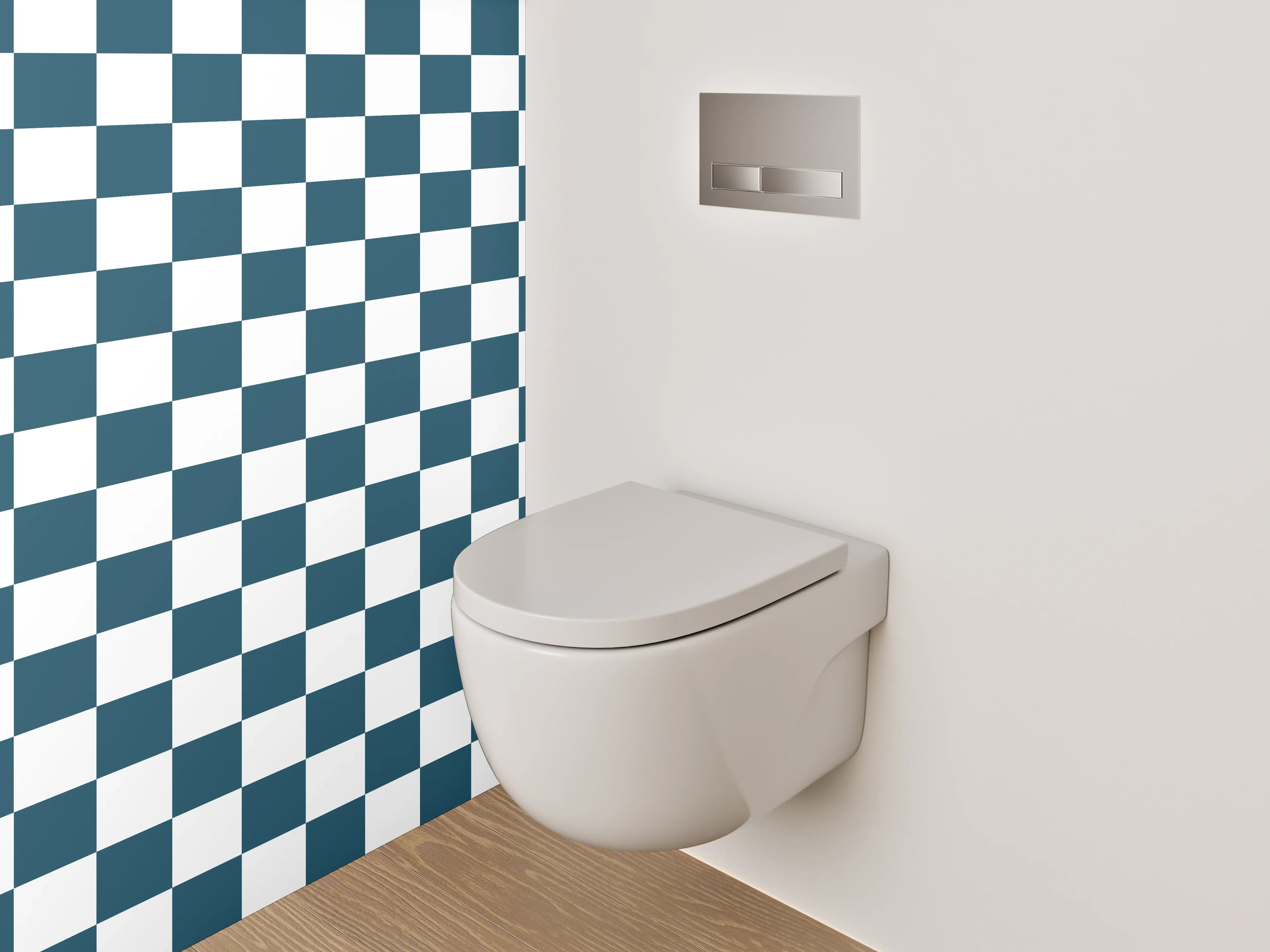 WC-Rückwand - Klassisches Kachelmuster in Blau-Weiß