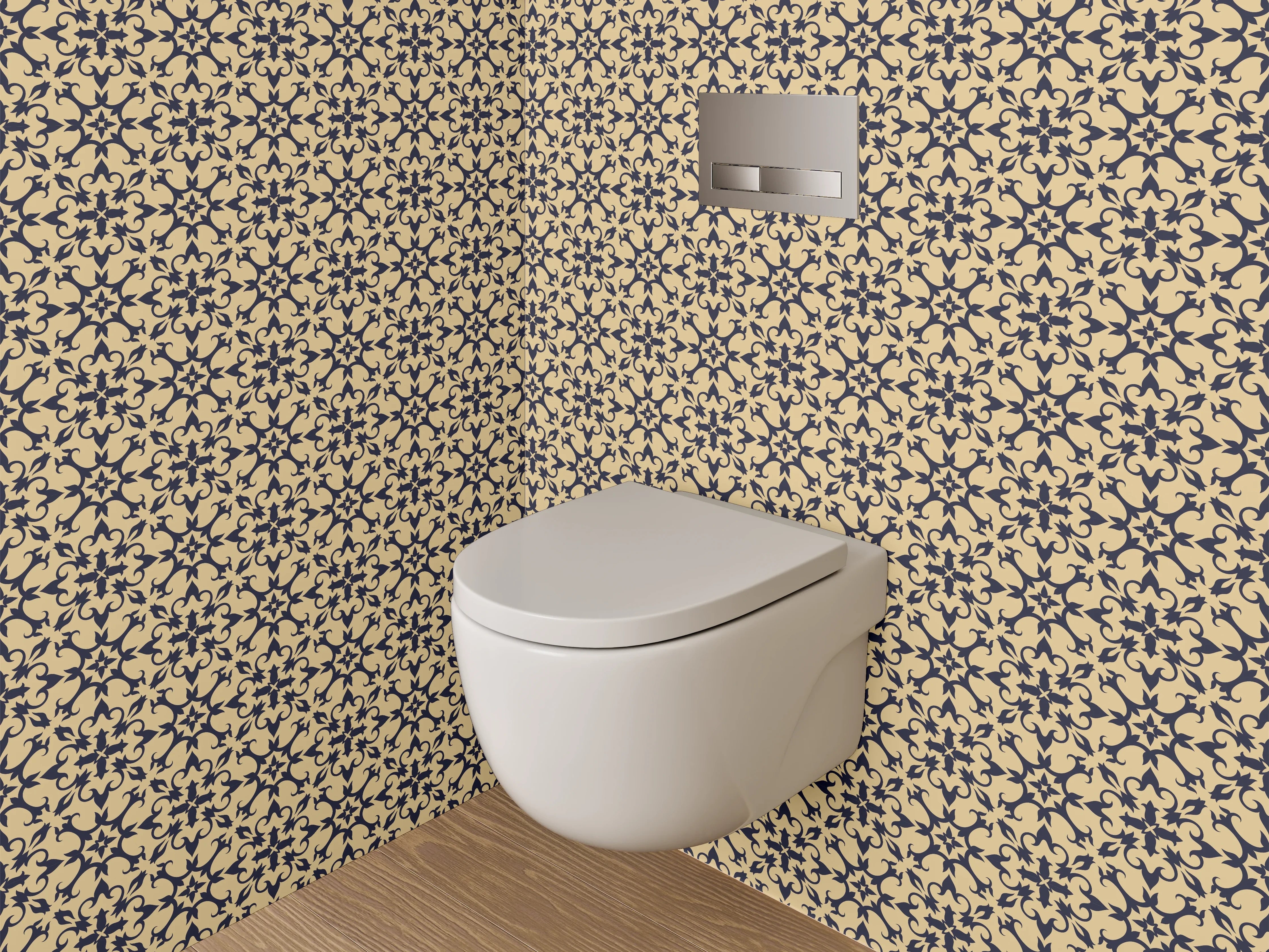 WC-Rückwand - Klassisches florales Ornament Muster Tapete