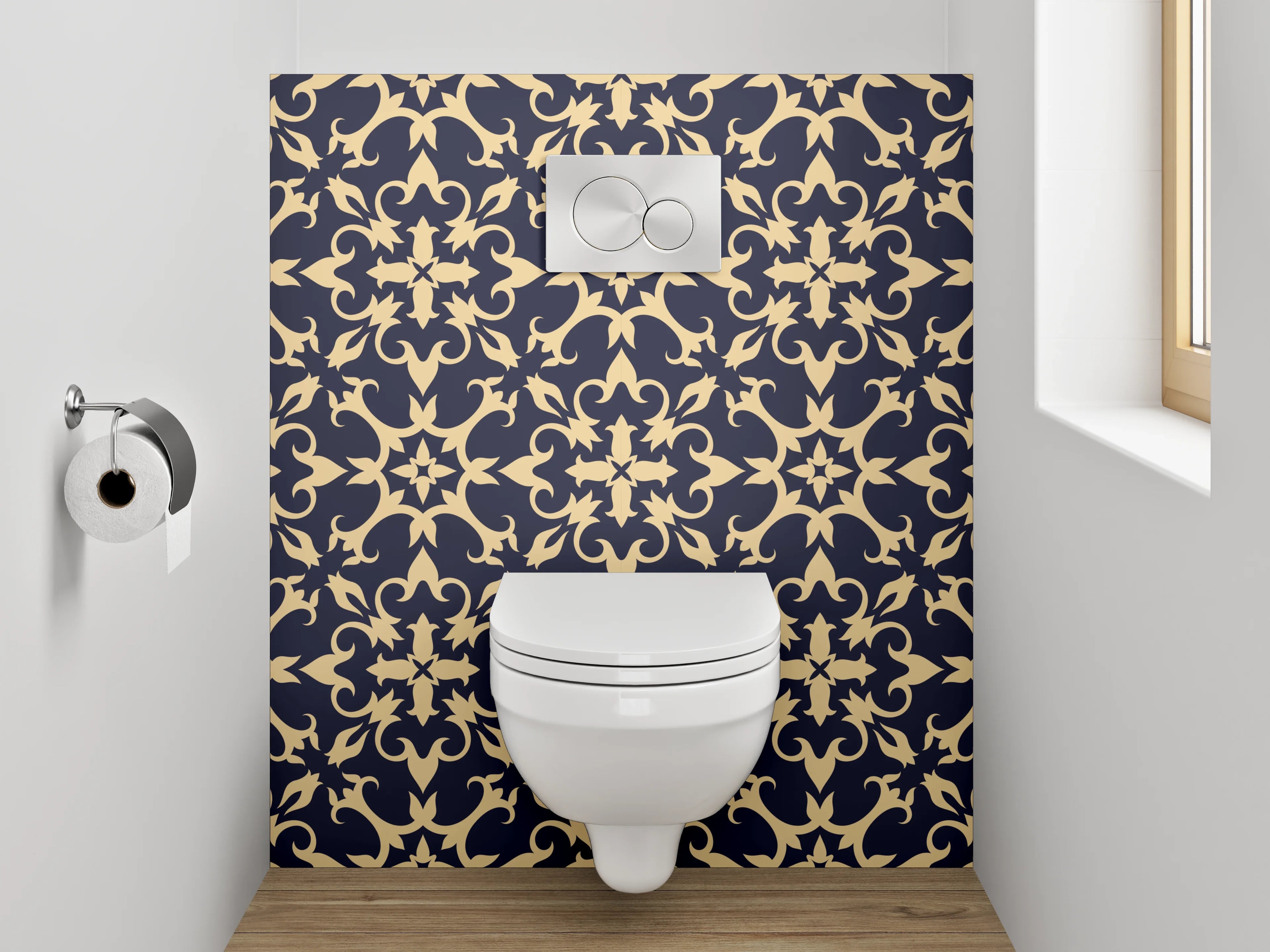 WC-Rückwand - Klassisches florales Retro-Muster