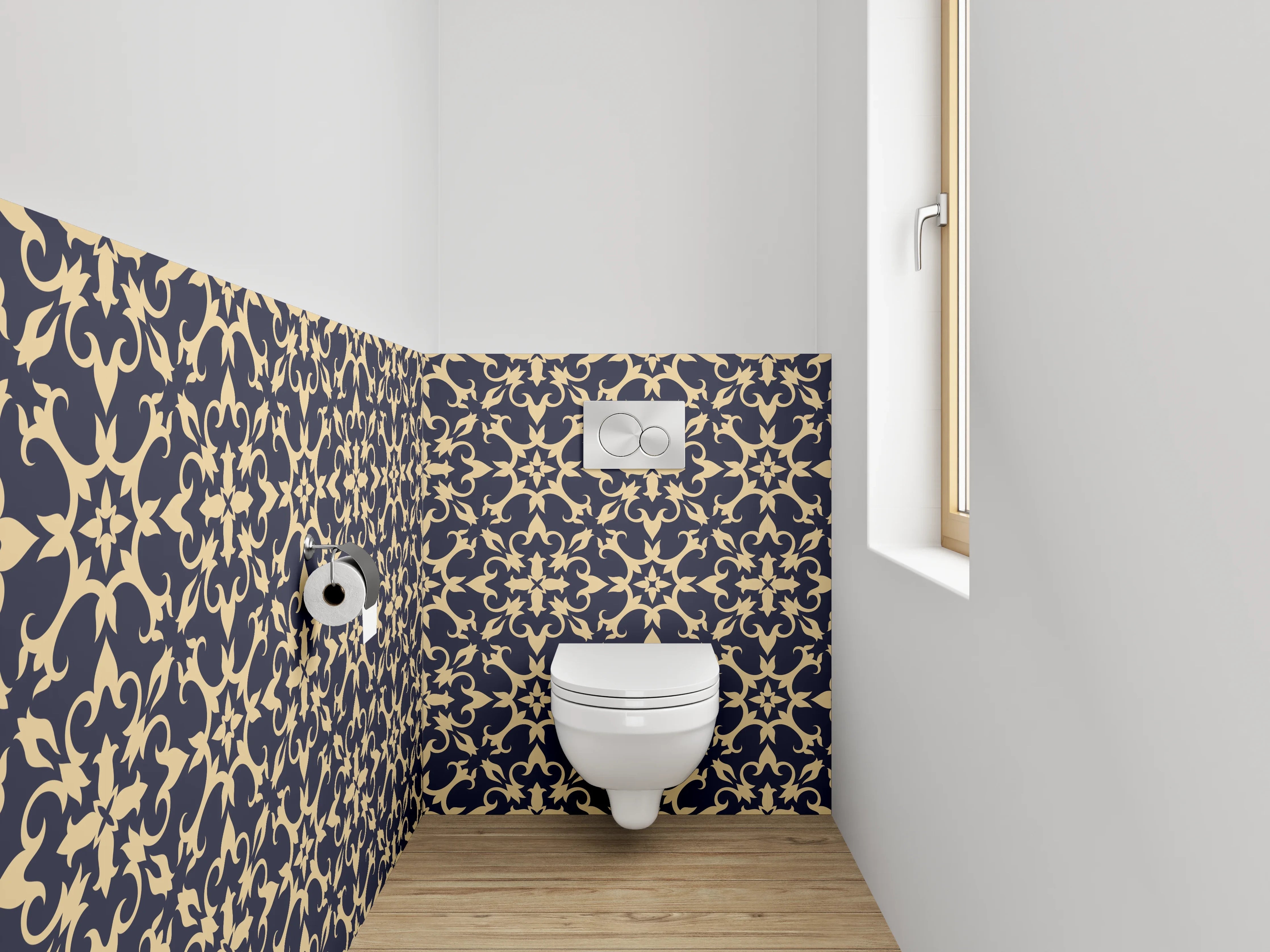 WC-Rückwand - Klassisches florales Retro-Muster