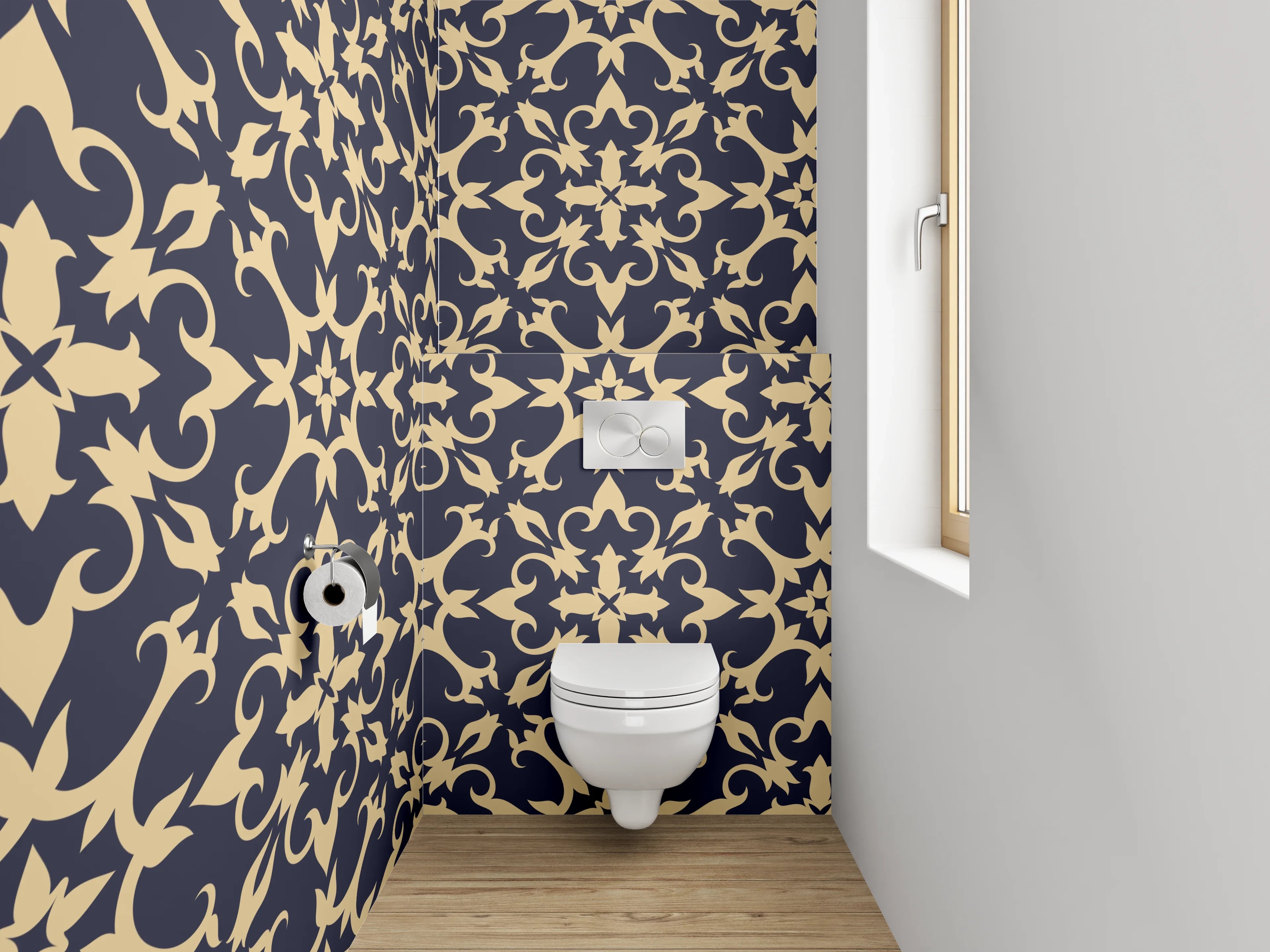 WC-Rückwand - Klassisches florales Retro-Muster