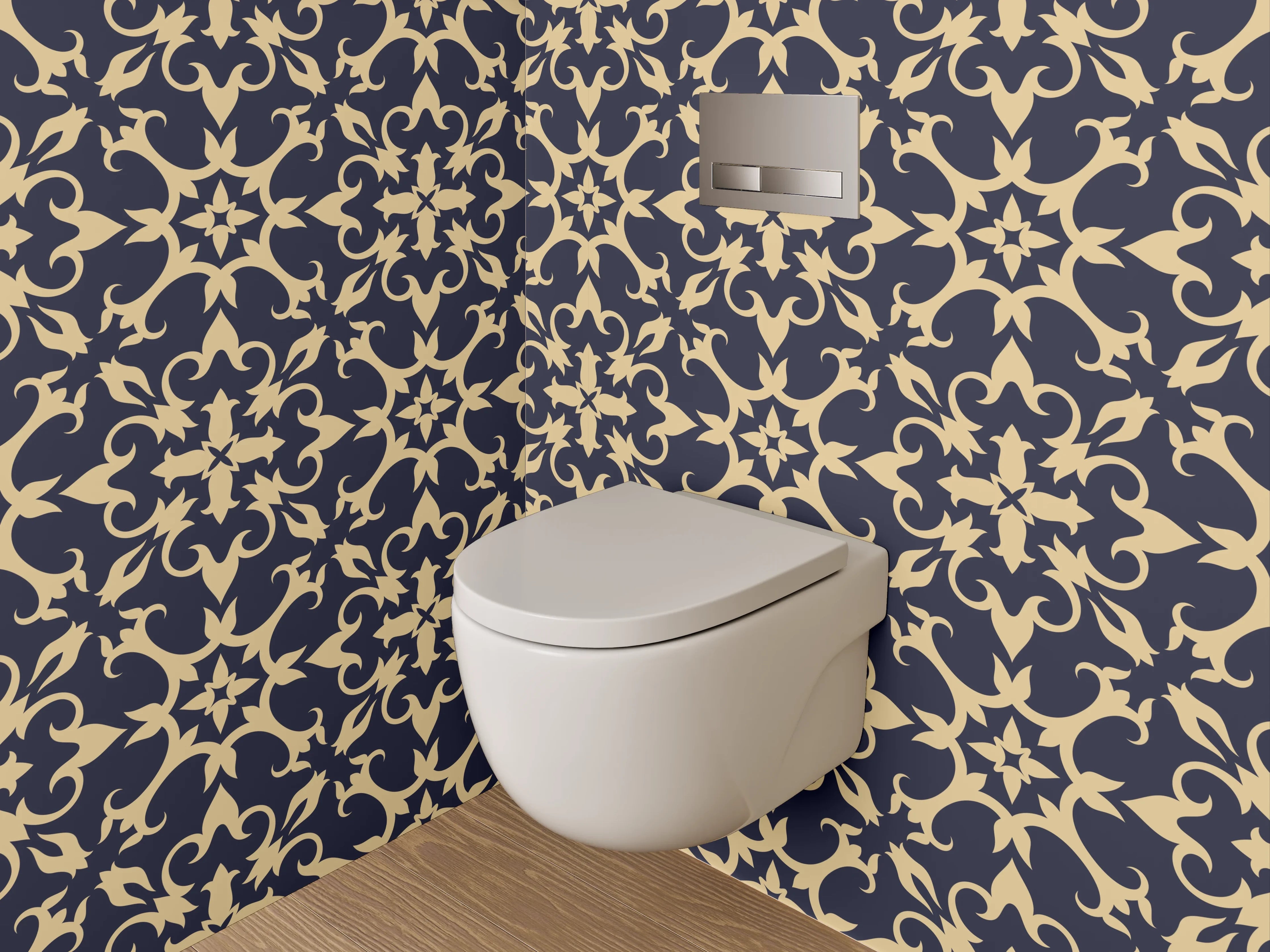 WC-Rückwand - Klassisches florales Retro-Muster