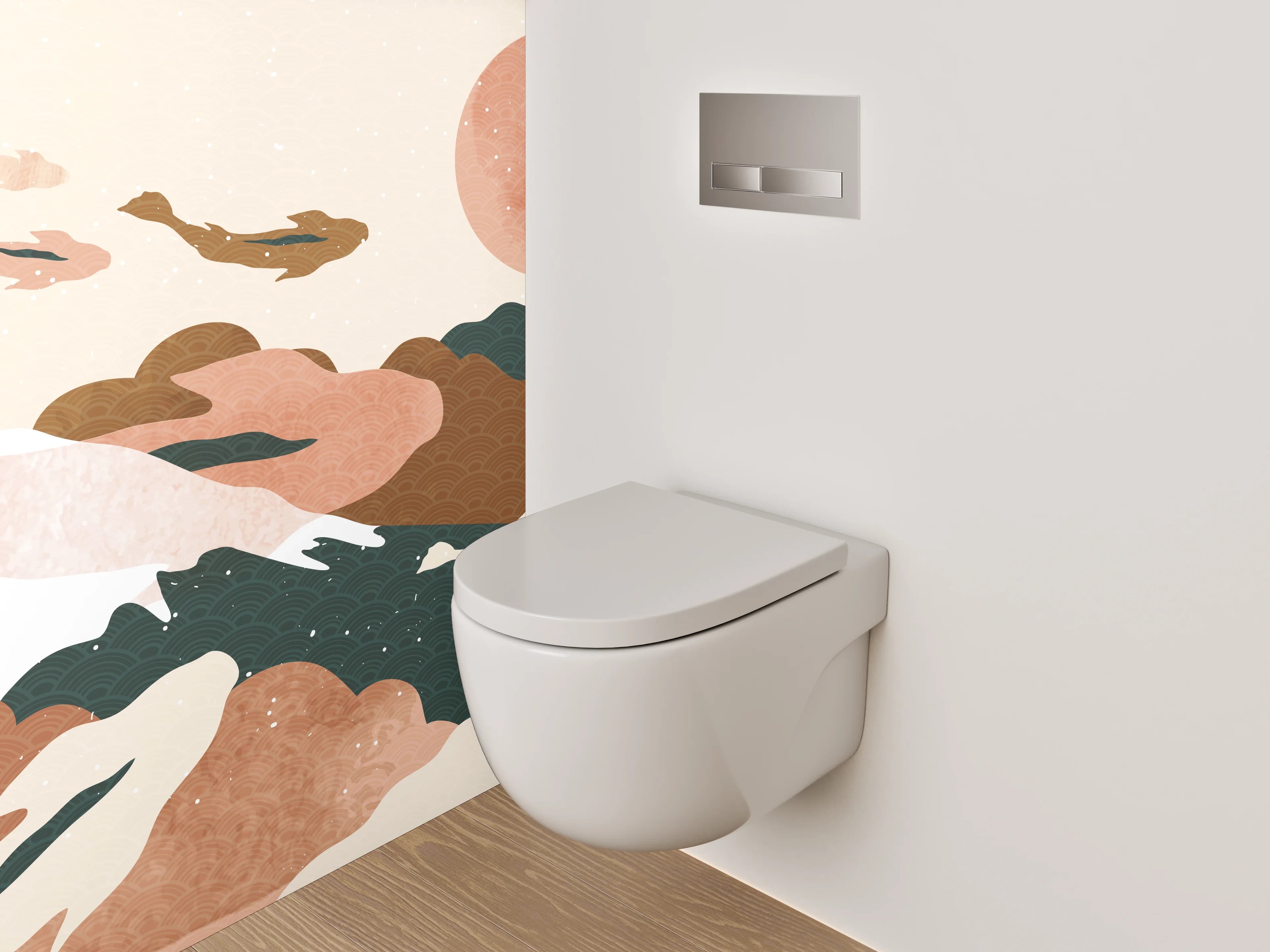 WC-Rückwand - Koi Aquarell Sonnenuntergang Illustration