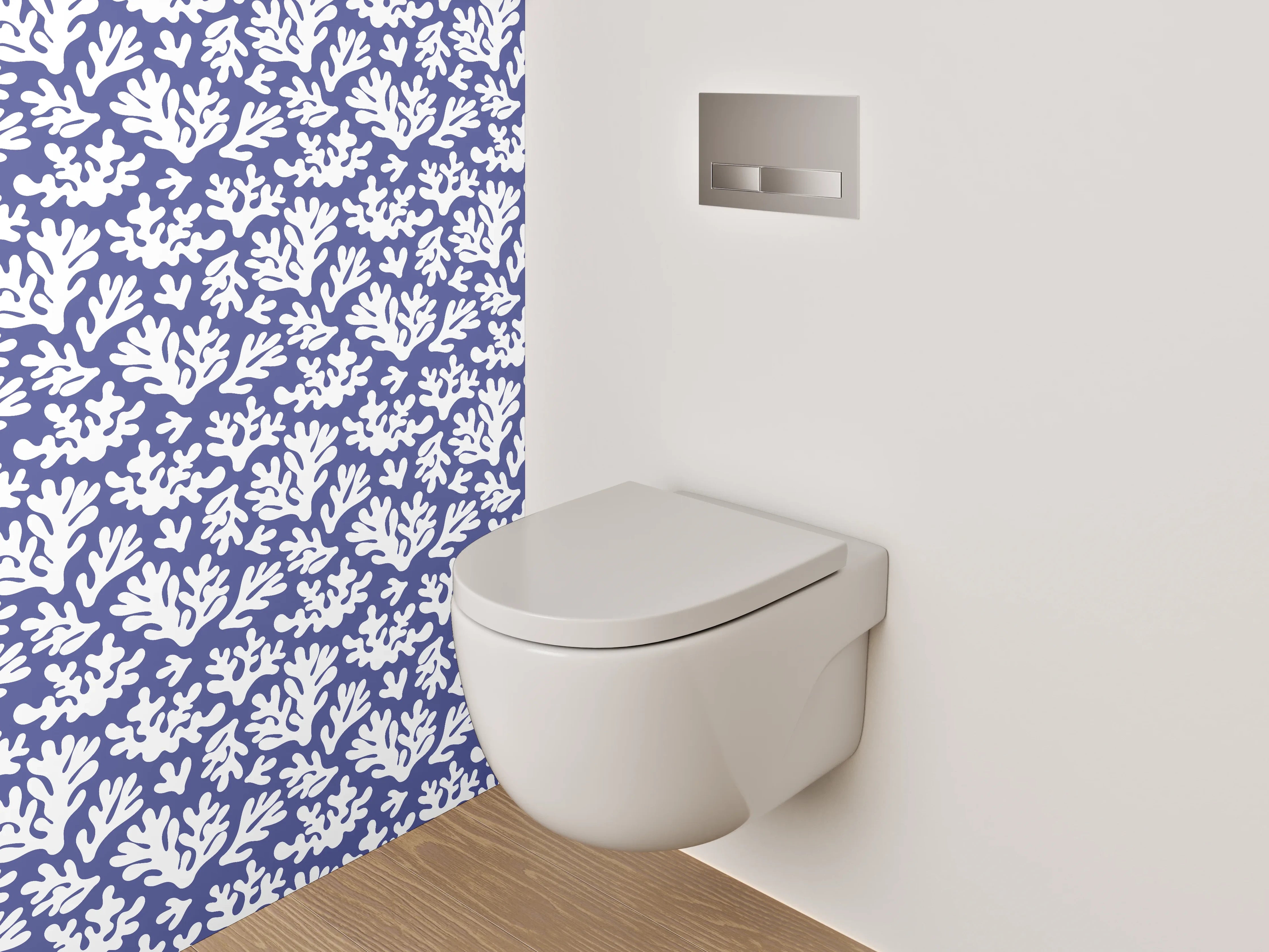 WC-Rückwand - Korallenmuster Blau Weiß