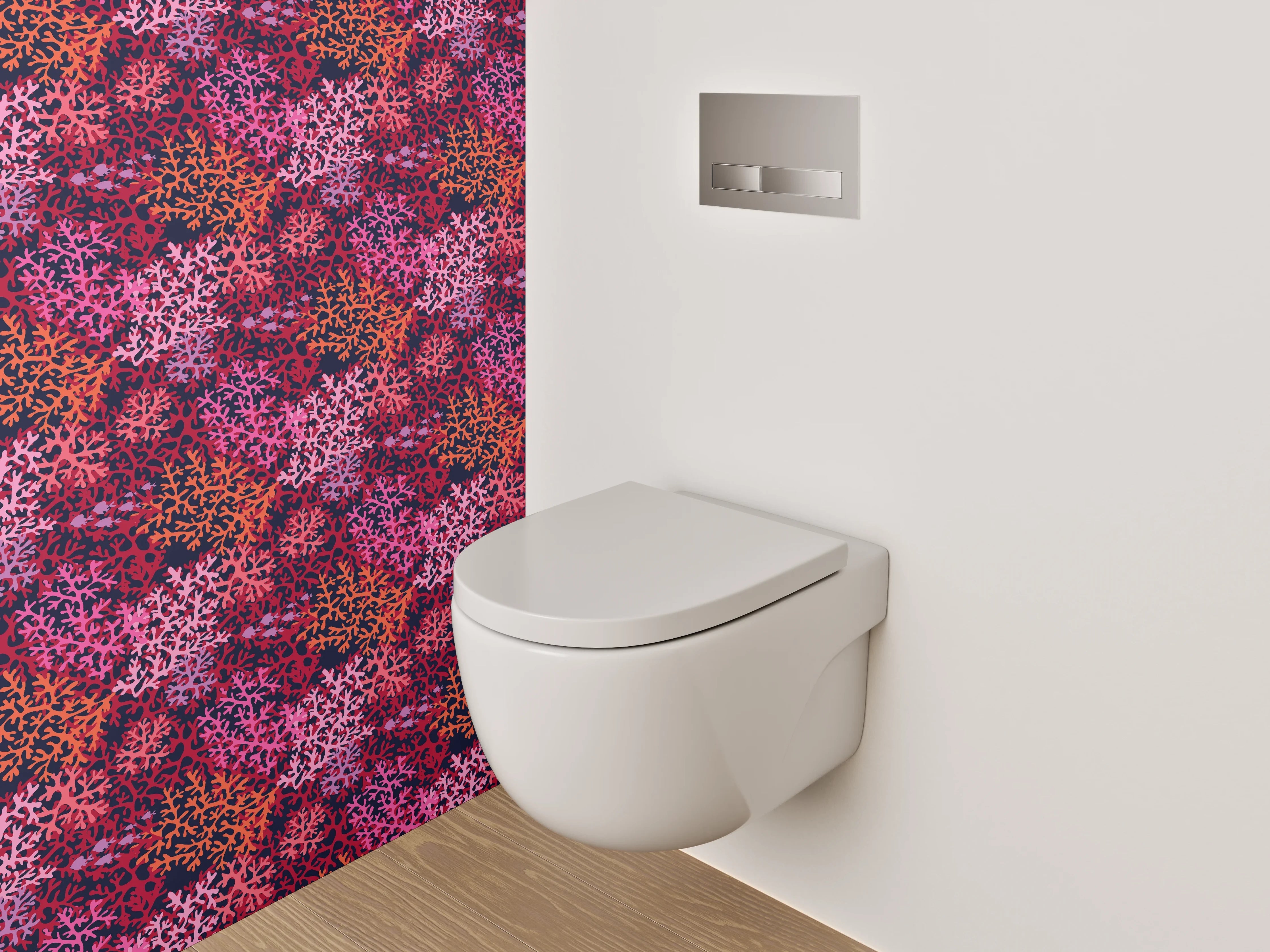 WC-Rückwand - Korallenmuster Rosa Rot Orange