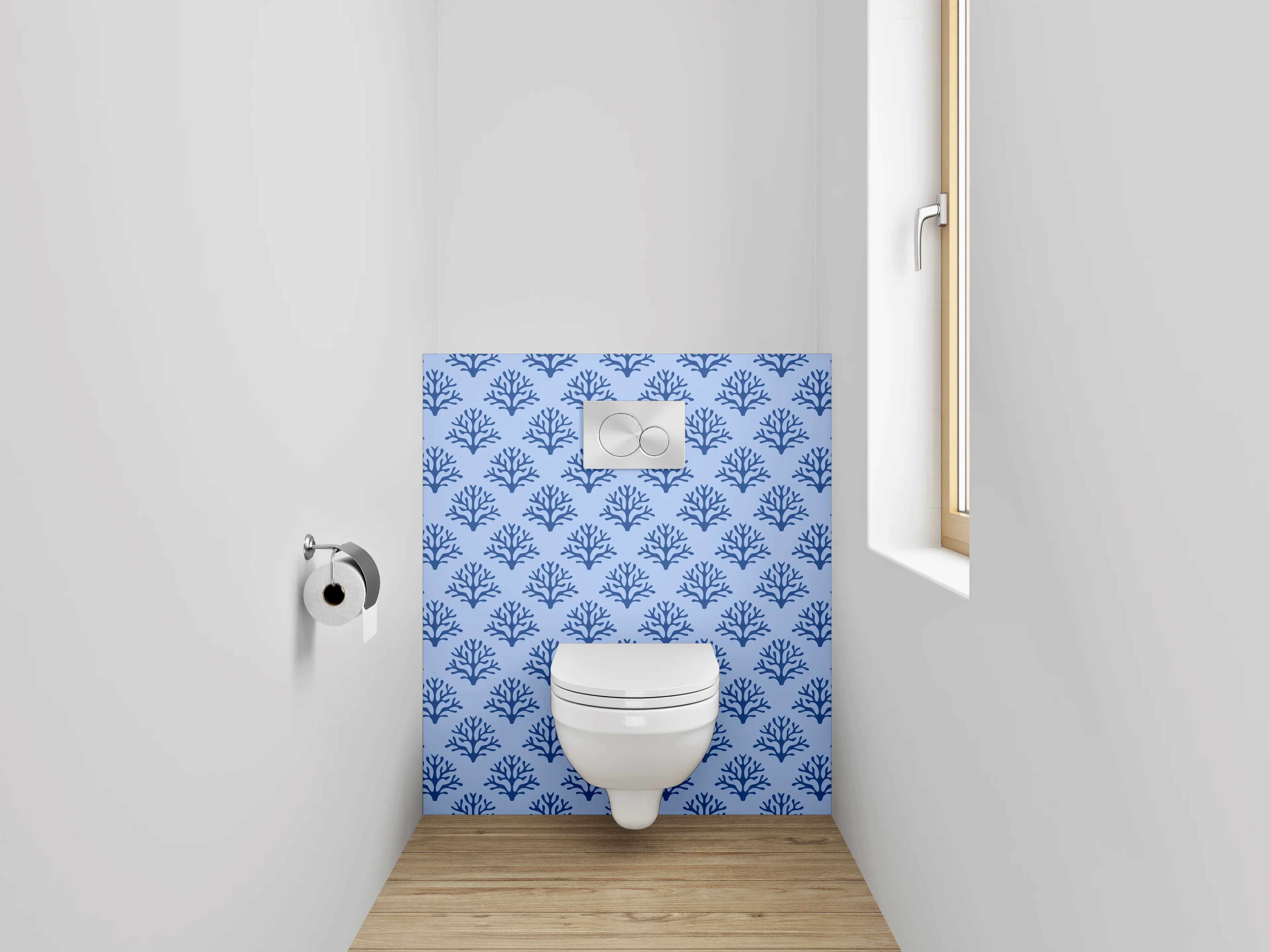 WC-Rückwand - Korallenmuster in Blautönen
