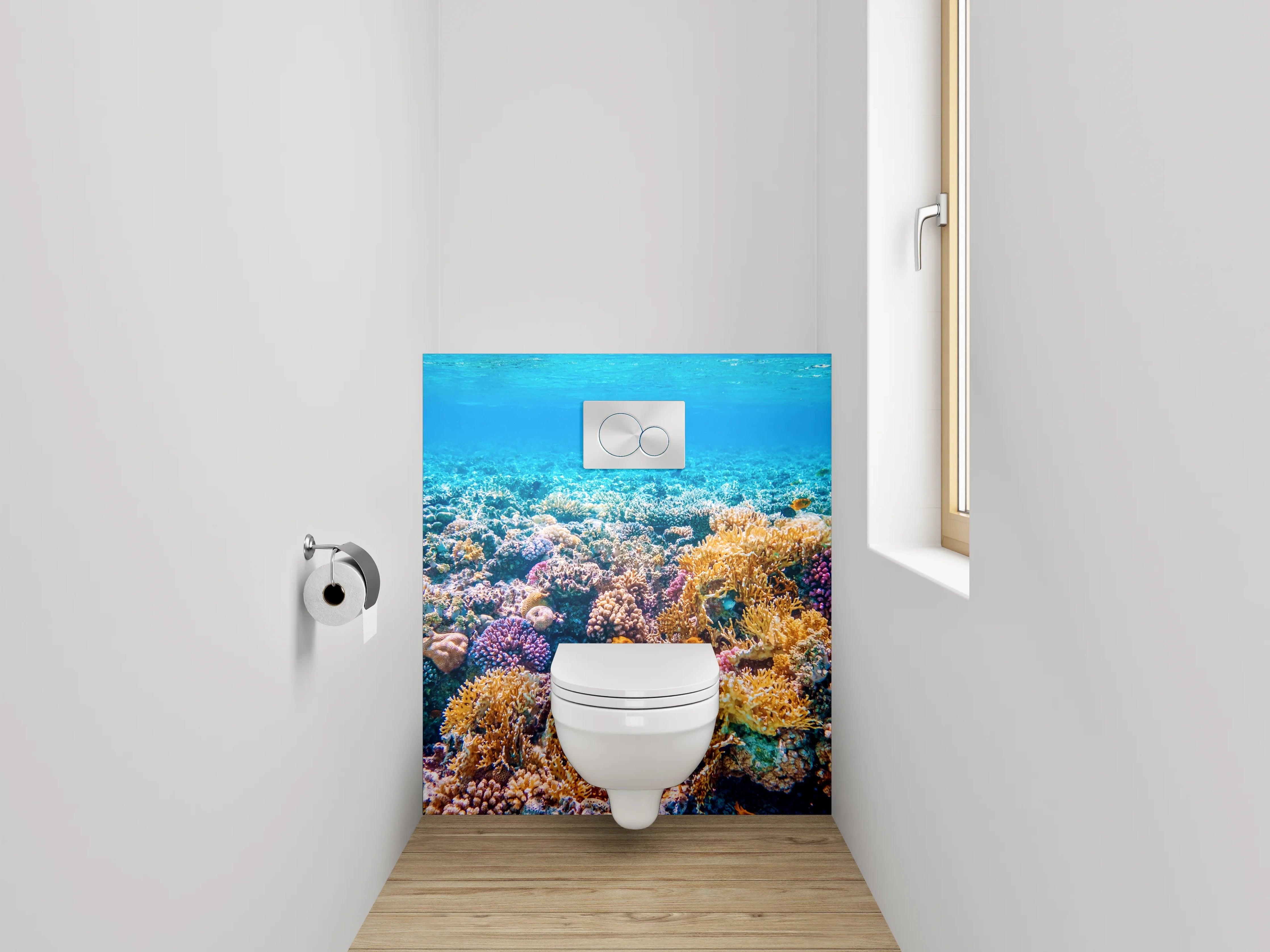 WC-Rückwand - Korallenriff Unterwasser Fotokunst