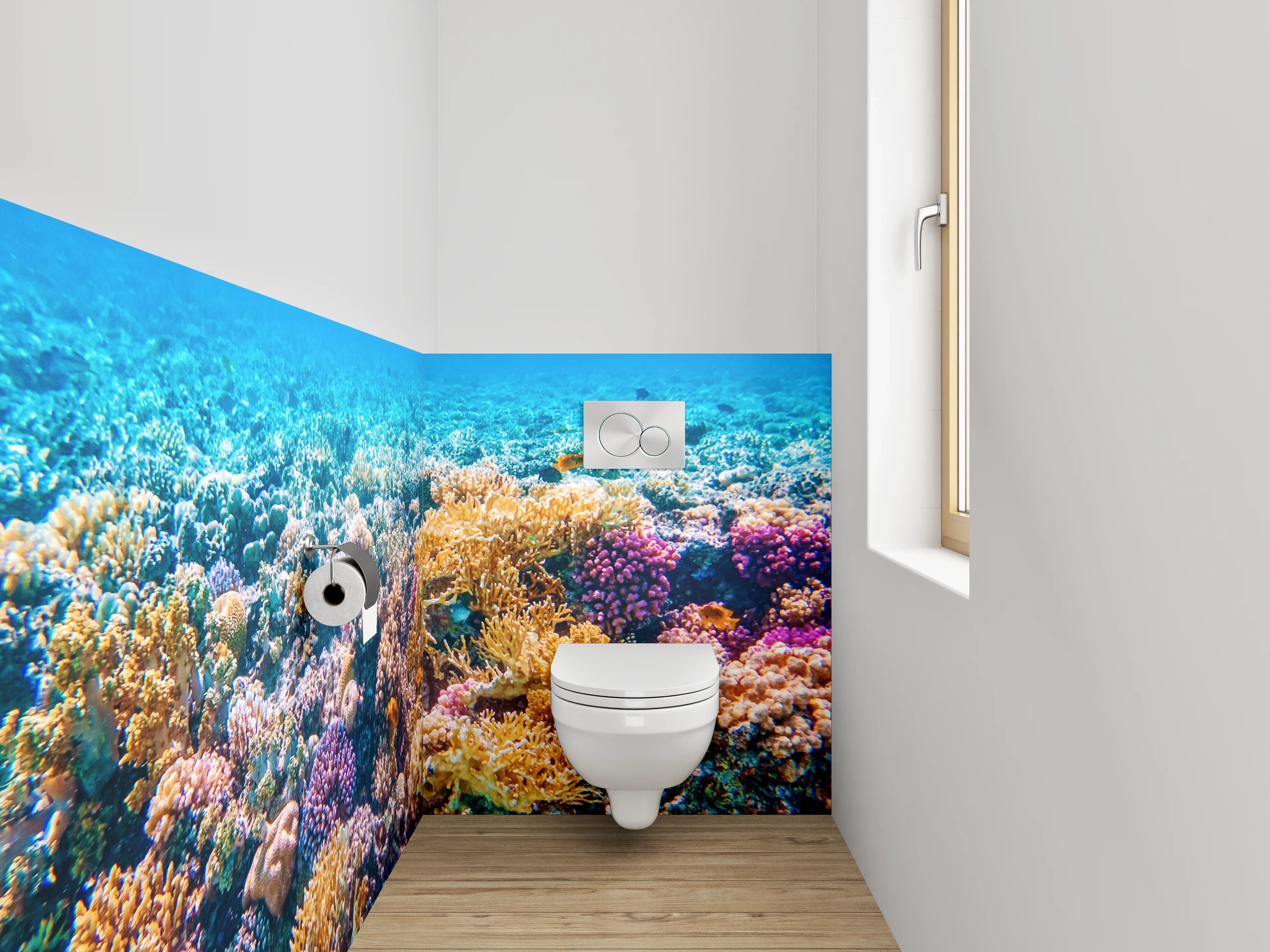 WC-Rückwand - Korallenriff Unterwasser Fotokunst
